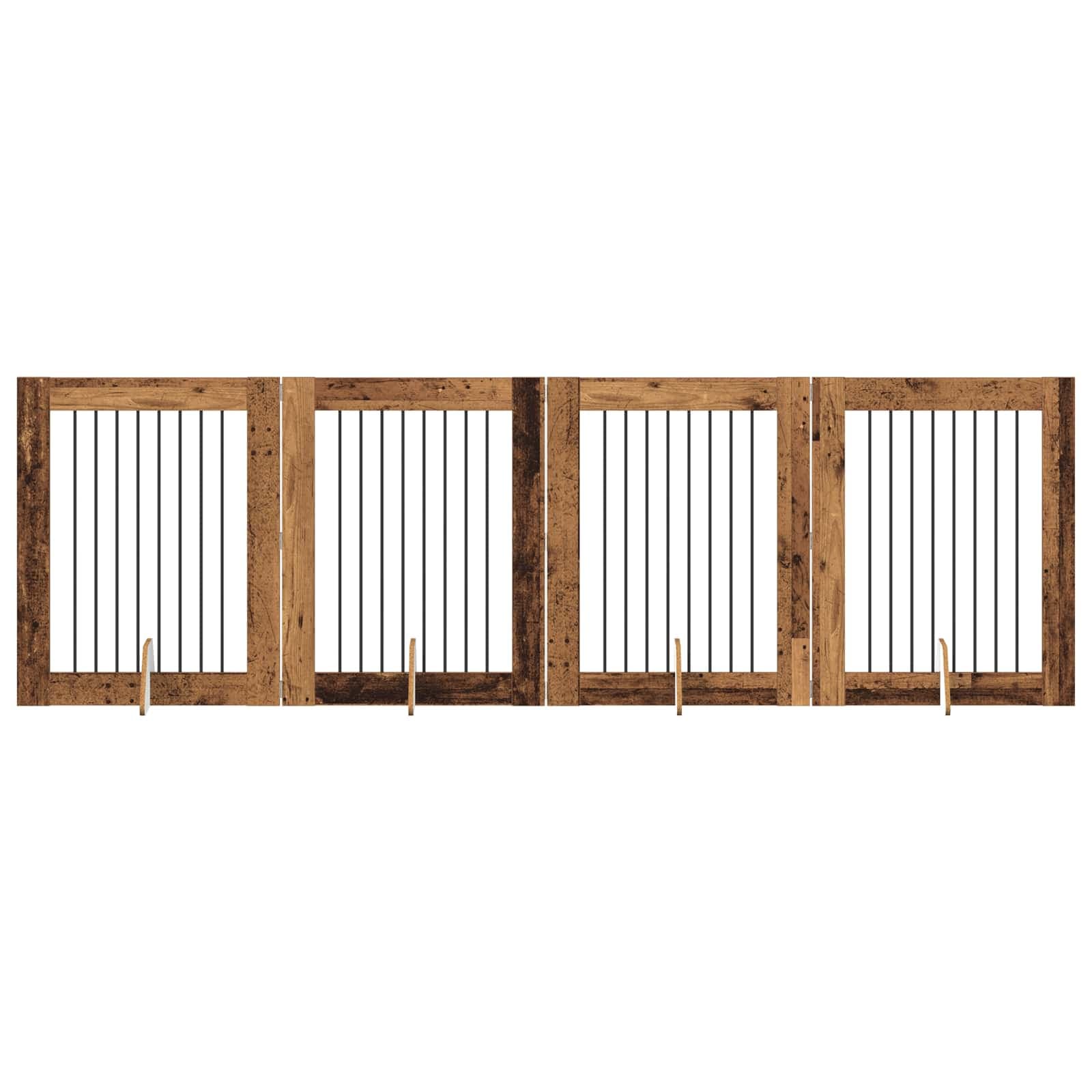 vidaXL Portão de Cão com Suportes 4 pcs Madeira antiga 80 x 100 cm