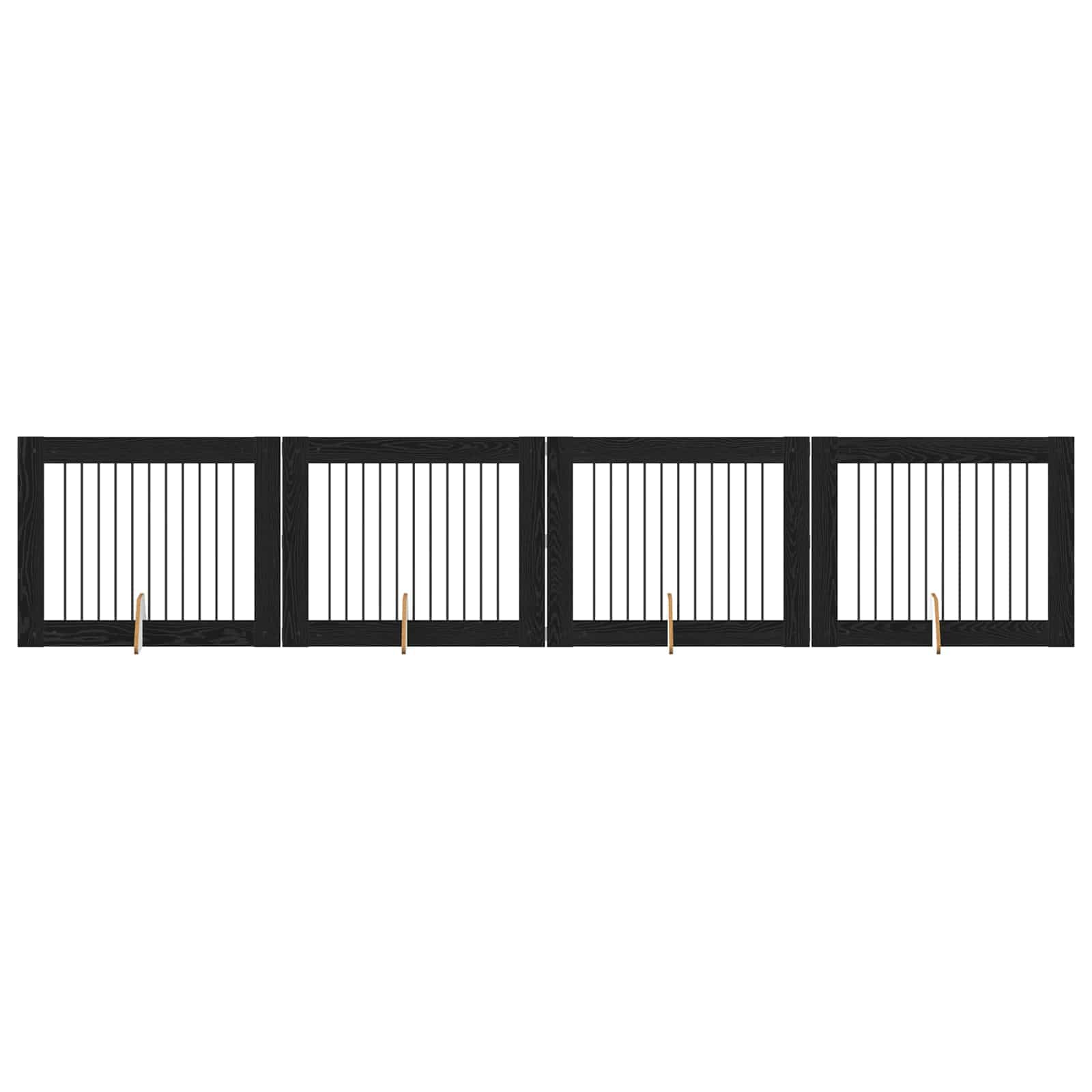 vidaXL Portão de Cão com Suportes 4 pcs Carvalho Preto 100 x 80 cm