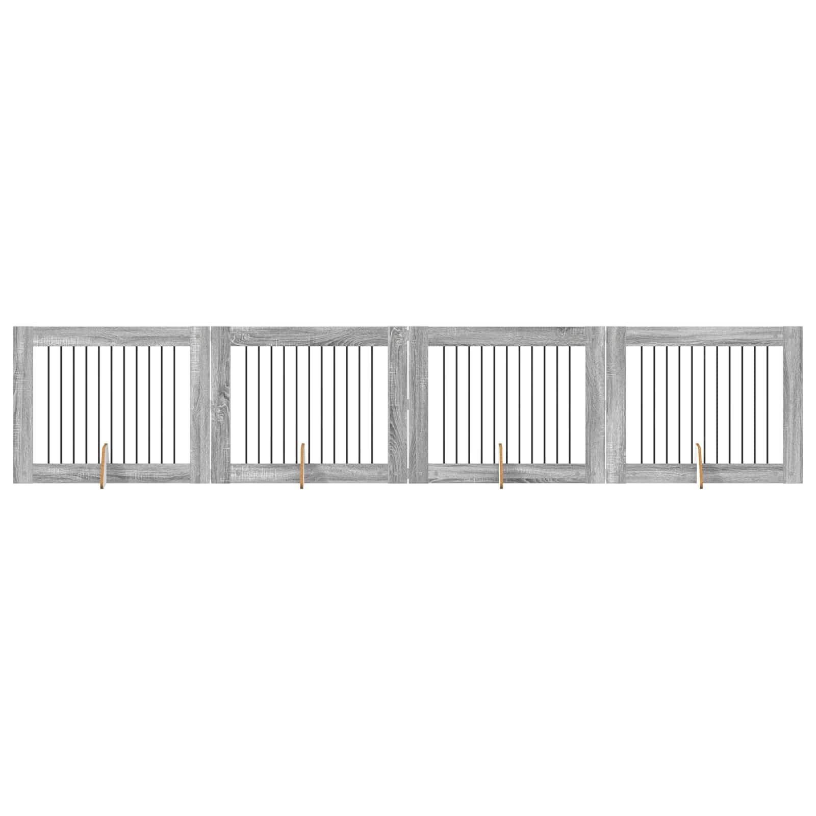 vidaXL Portão de Cão com Suportes 4 pcs Sonoma Cinzento 100 x 80 cm