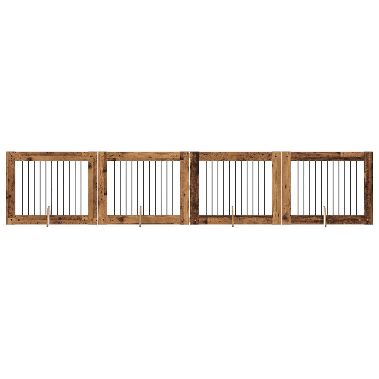 vidaXL Portão de Cão com Suportes 4 pcs Madeira antiga 100 x 80 cm