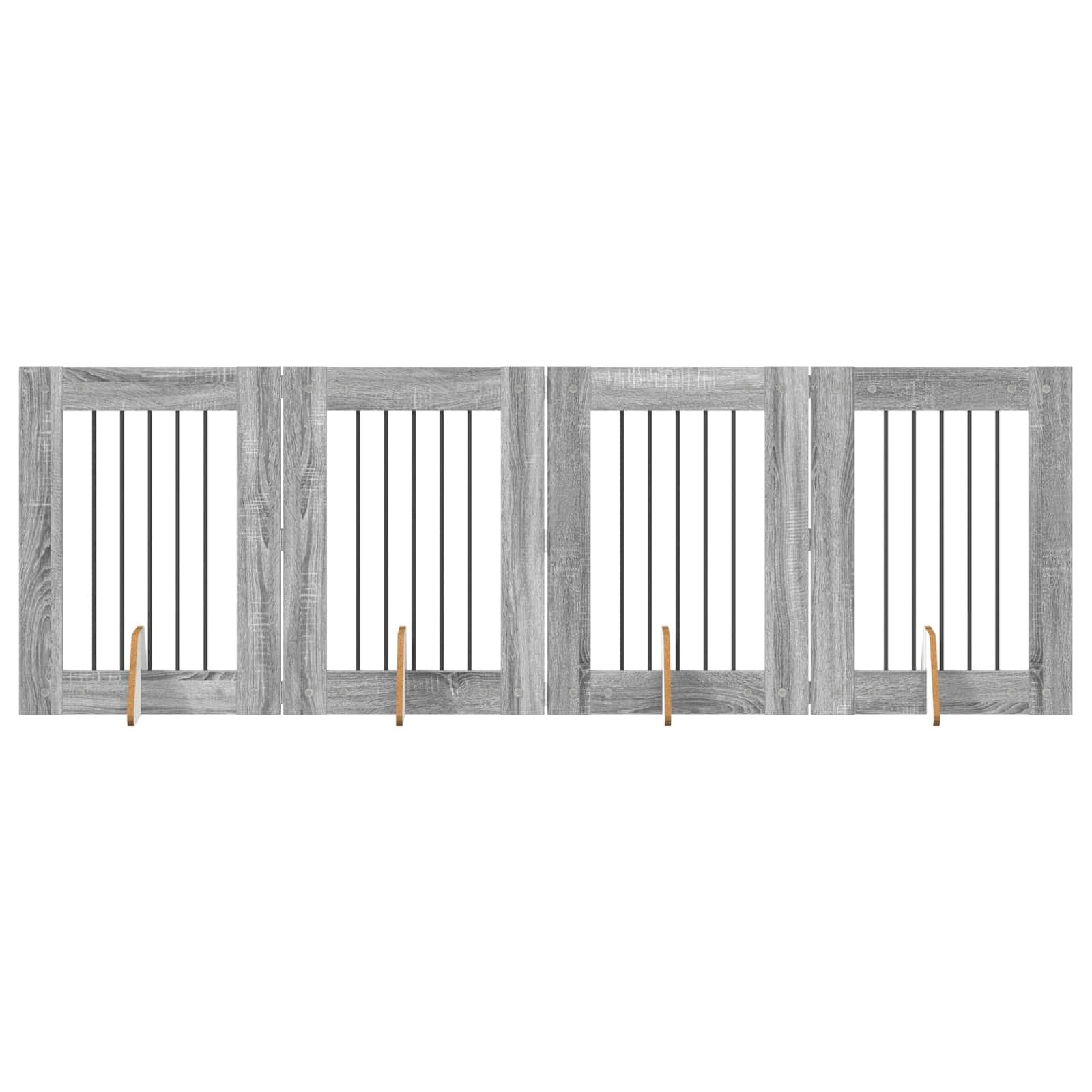vidaXL Portão de Cão com Suportes 4 pcs Sonoma Cinzento 60 x 80 cm