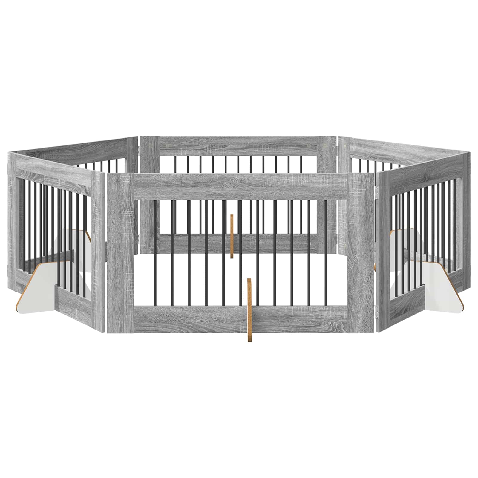 vidaXL Portão de Cão com Suportes 6 pcs Sonoma Cinzento 100 x 60 cm