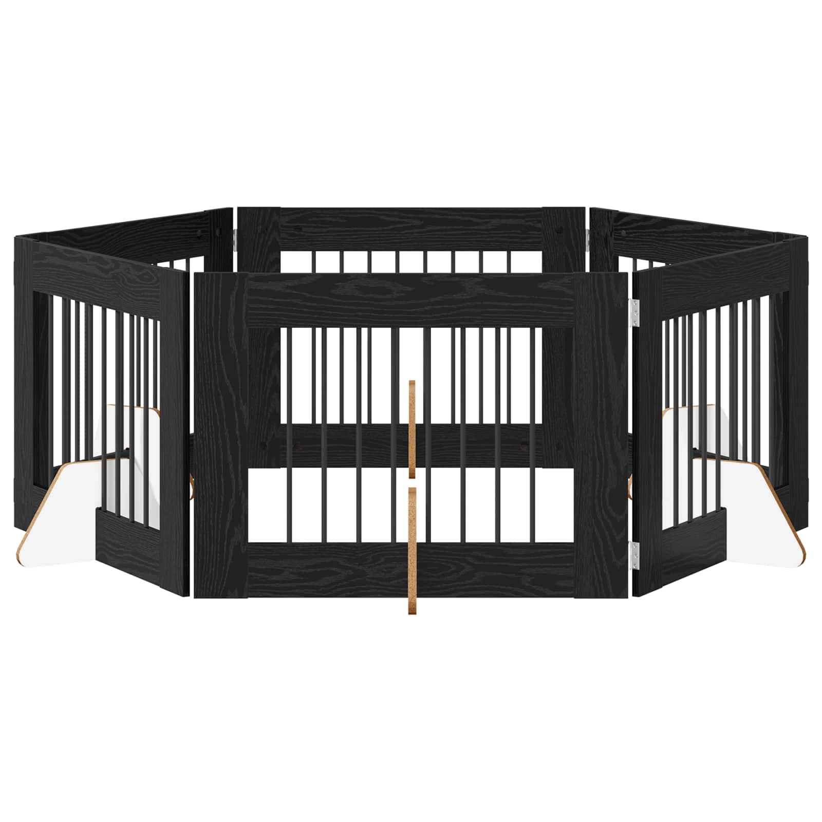 vidaXL Portão de Cão com Suportes 6 pcs Carvalho Preto 80 x 60 cm