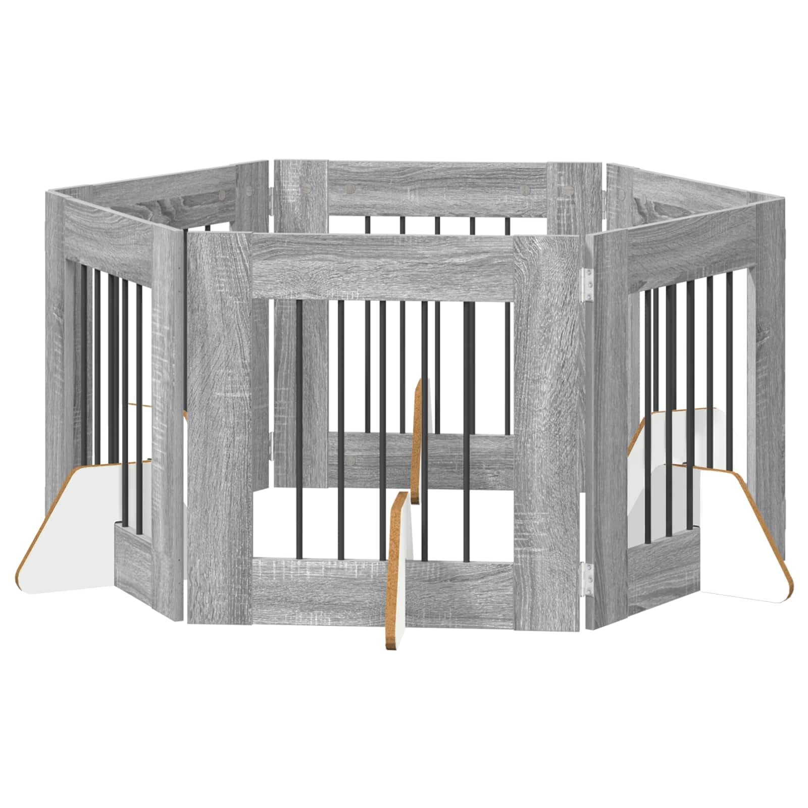 vidaXL Portão de Cão com Suportes 6 pcs Sonoma Cinzento 60 x 60 cm