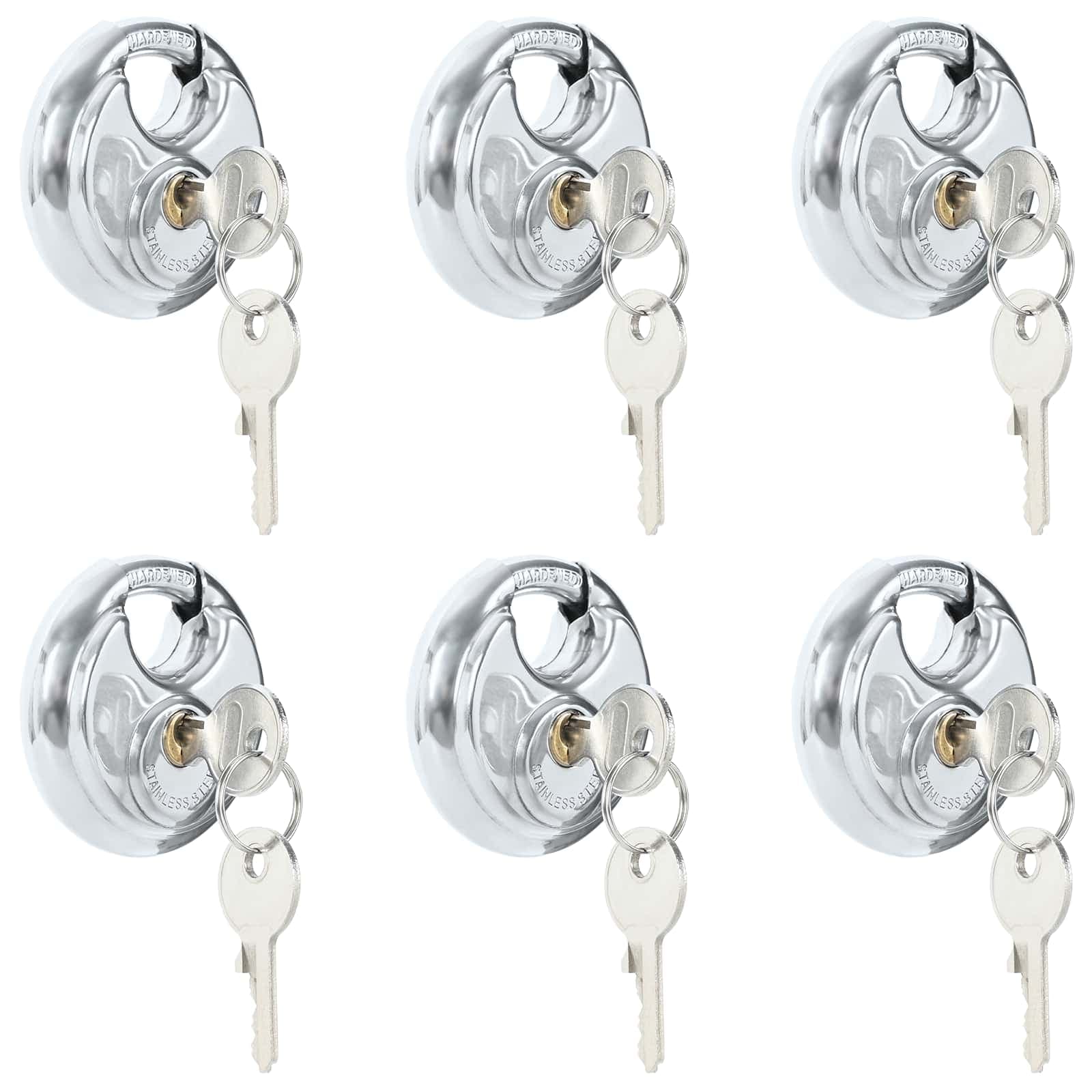 vidaXL Trancas Discus com Chaves 6 pcs Prateado 7 x 2.4 x 7 cm
