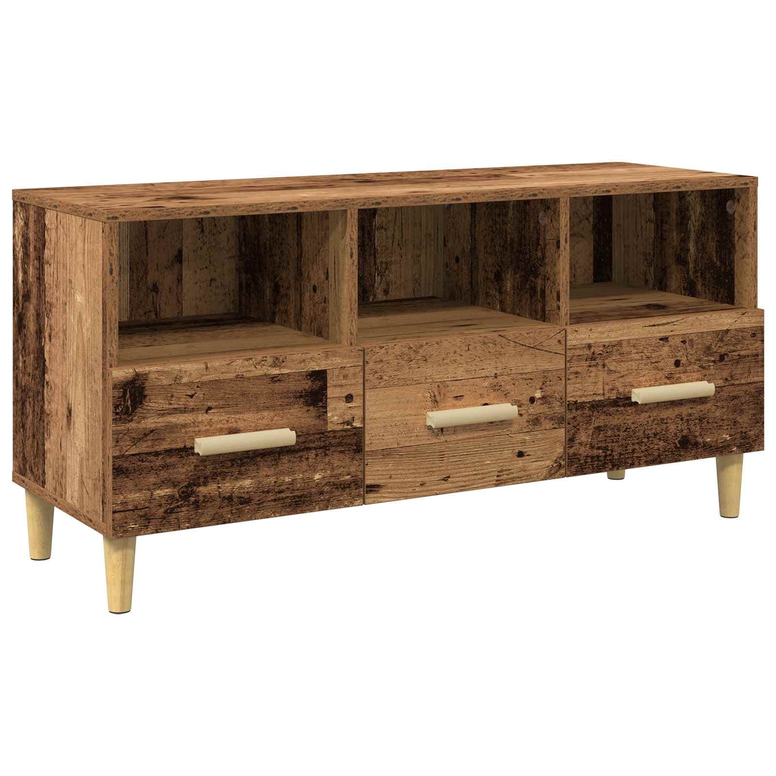 vidaXL Gabinete para TV com gaveta Madeira antiga 102 x 36 x 50 cm