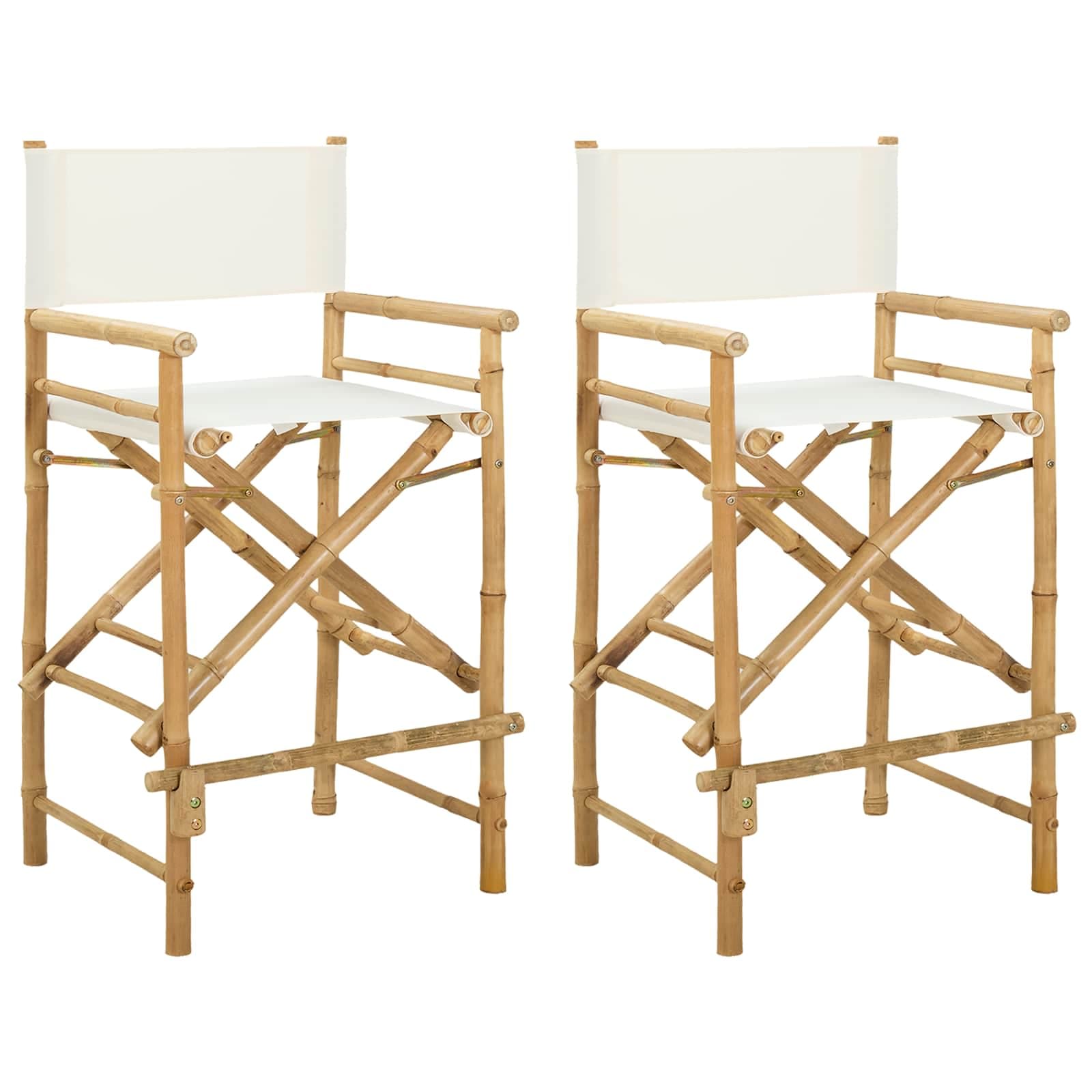 vidaXL Cadeira de Diretor Dobrável 2 pcs Natural Bambu