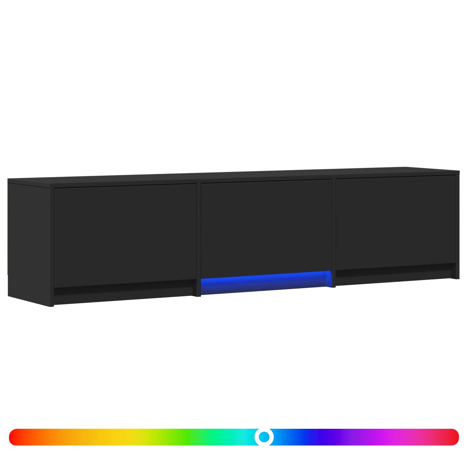 vidaXL Rack de TV com LED Preto 165 x 34 x 40 cm Madeira engenheirada