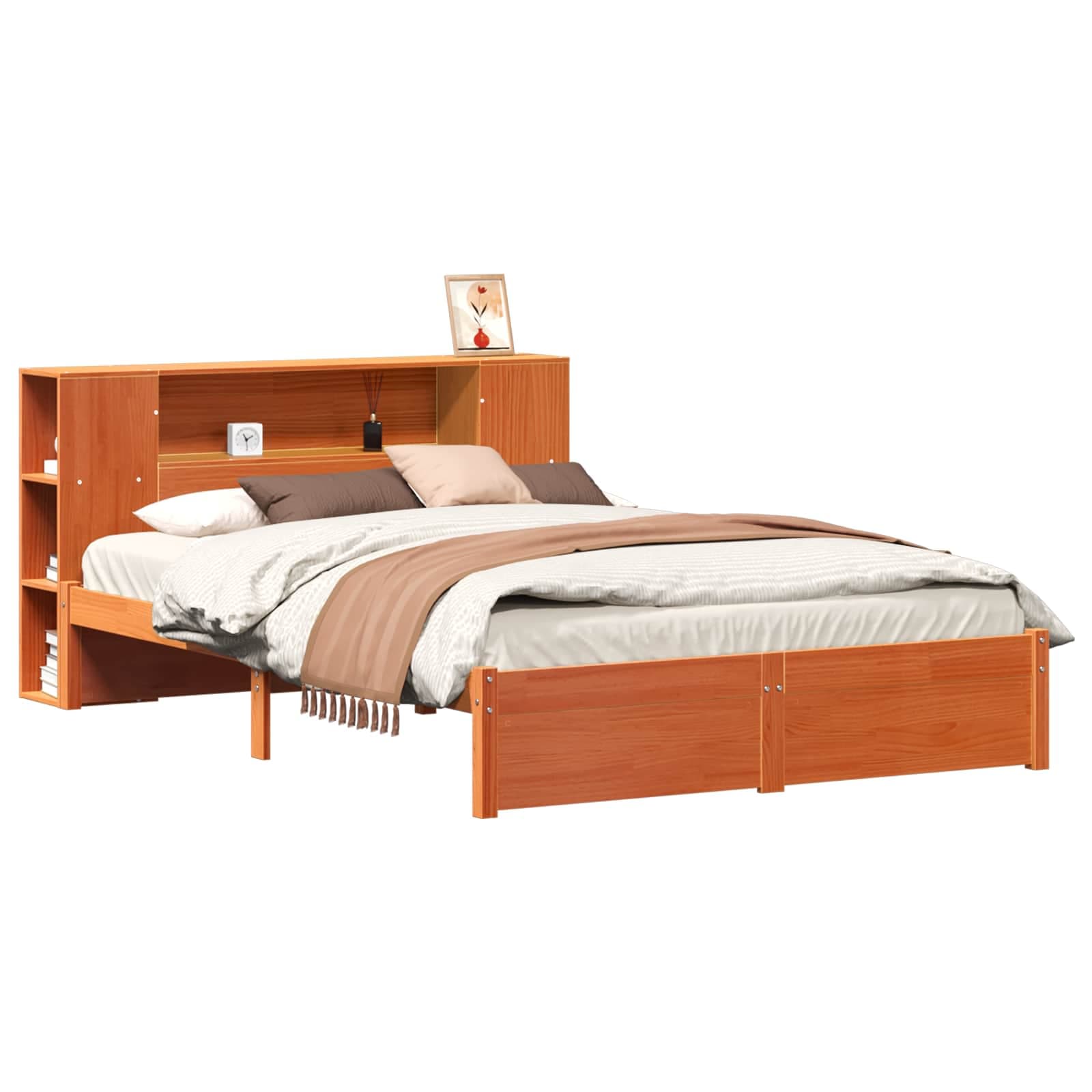 vidaXL Estrutura de Cama com Cabeceira com Armazenamento 2 pcs