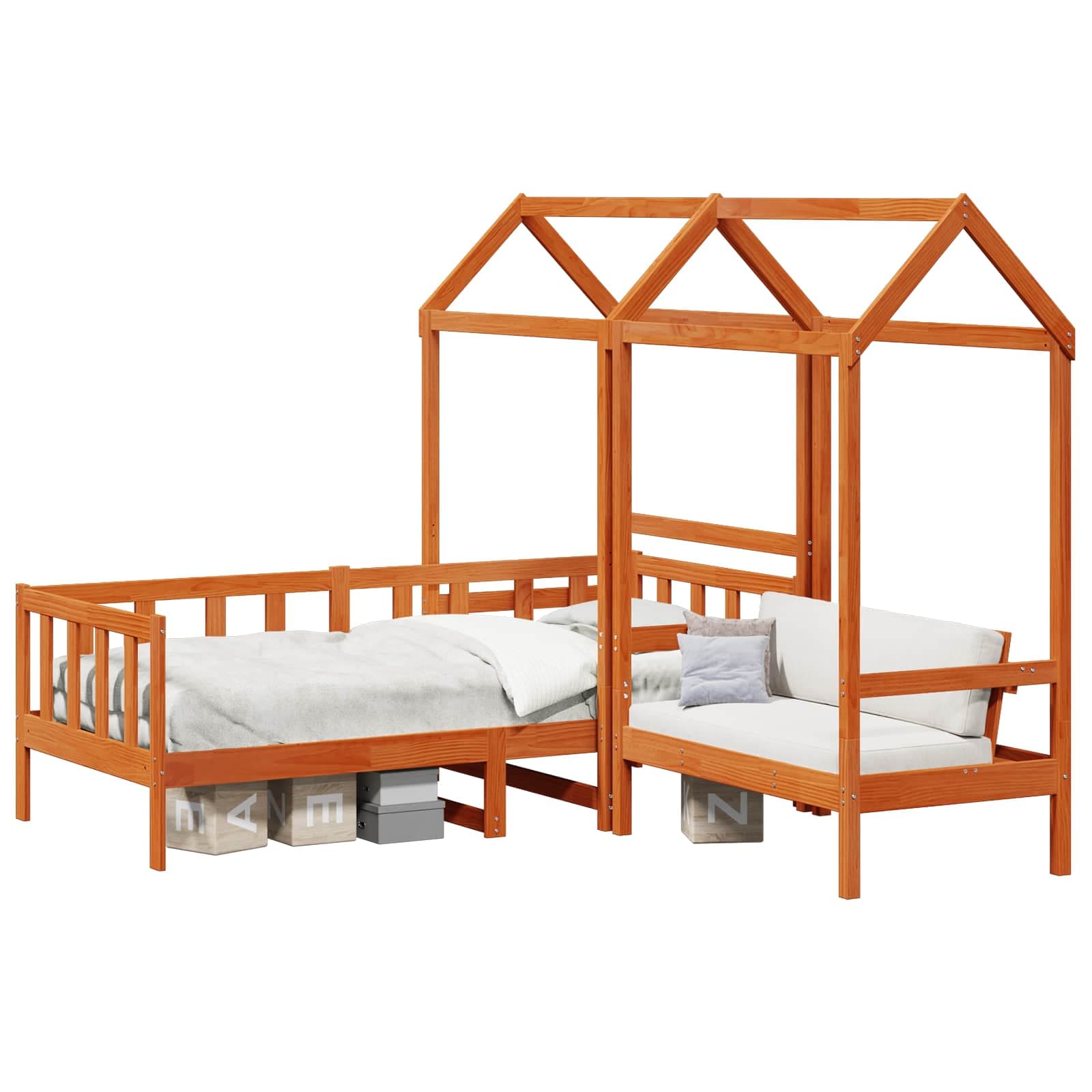vidaXL Conjunto de Cama Day 3 pcs Castanho Cera