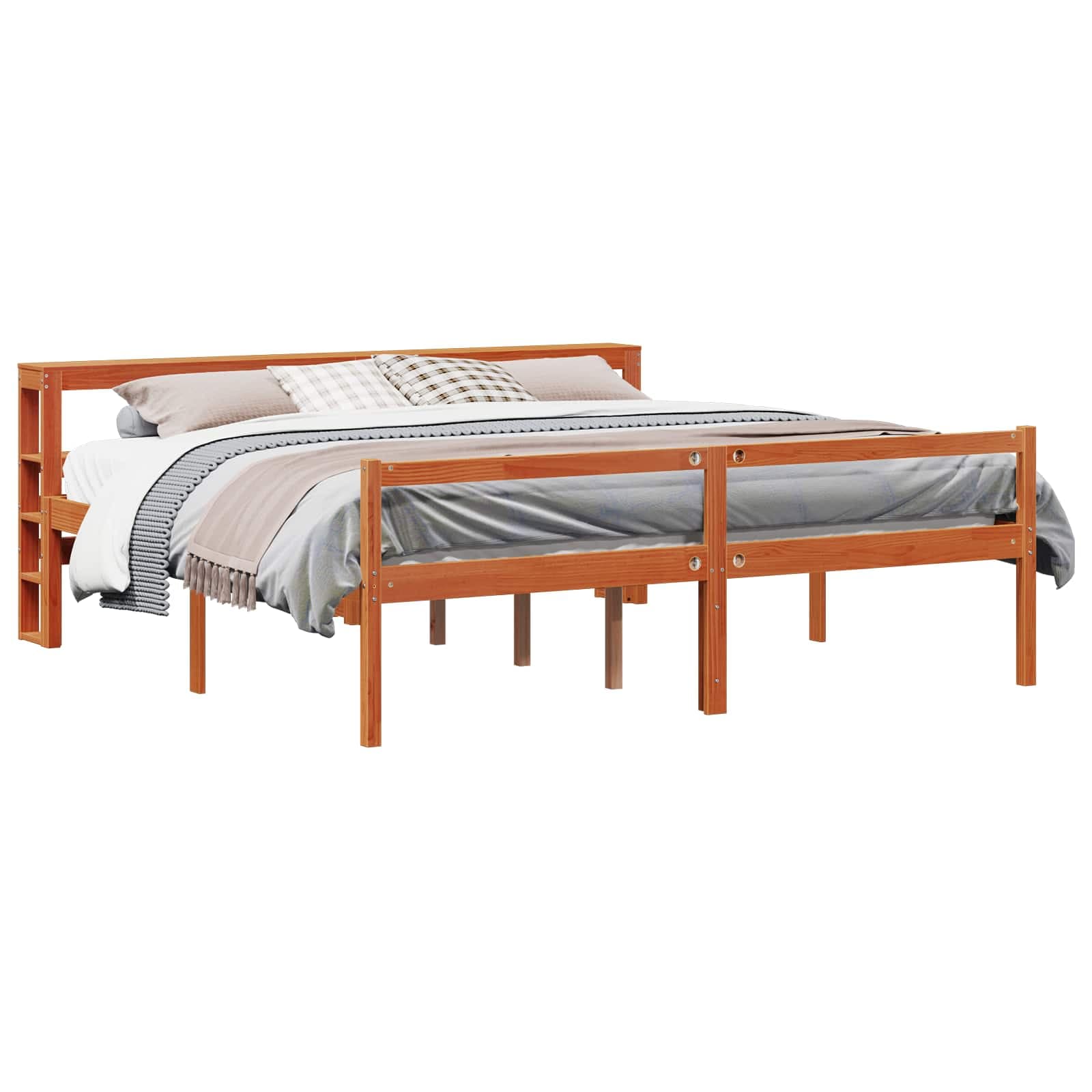 vidaXL Estrutura da Cama 2 pcs Marrom Cera Madeira de Pinho Sólido