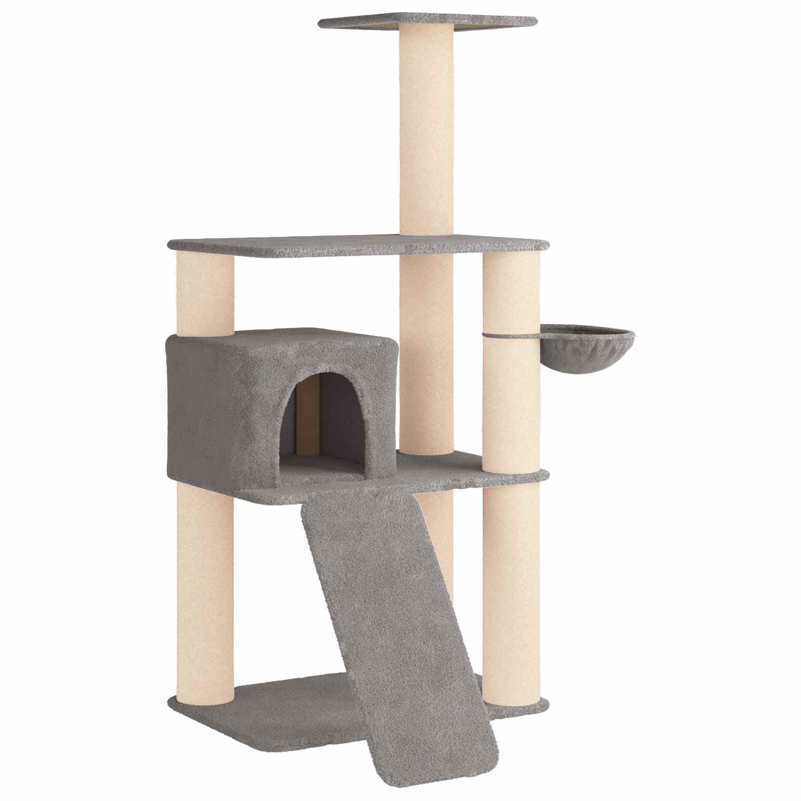 vidaXL Árvore para gatos com postes de sisal Cinzento-claro 173 cm
