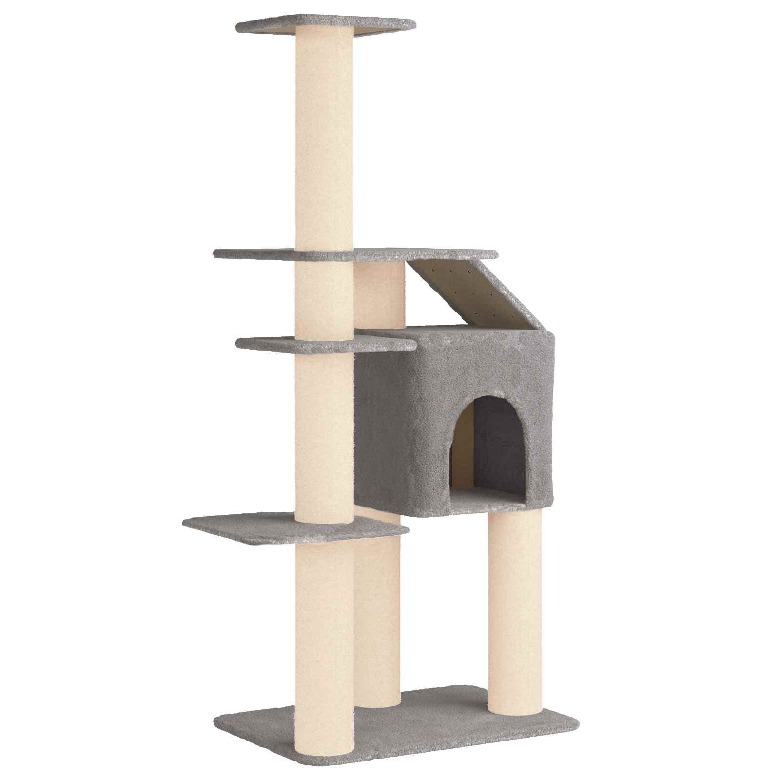 vidaXL Árvore para gatos com postes de sisal Cinzento-claro 183 cm