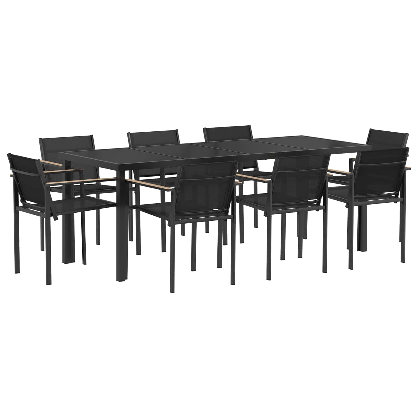 vidaXL Conjunto de Móveis para Exterior 9 pcs Preto e Anthracite
