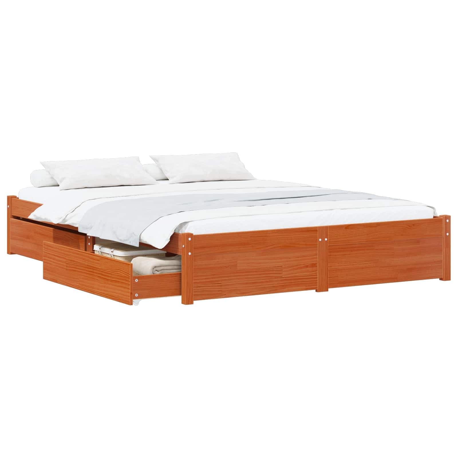vidaXL Estrutura da Cama com gaveta Madeira de Pinho Sólido
