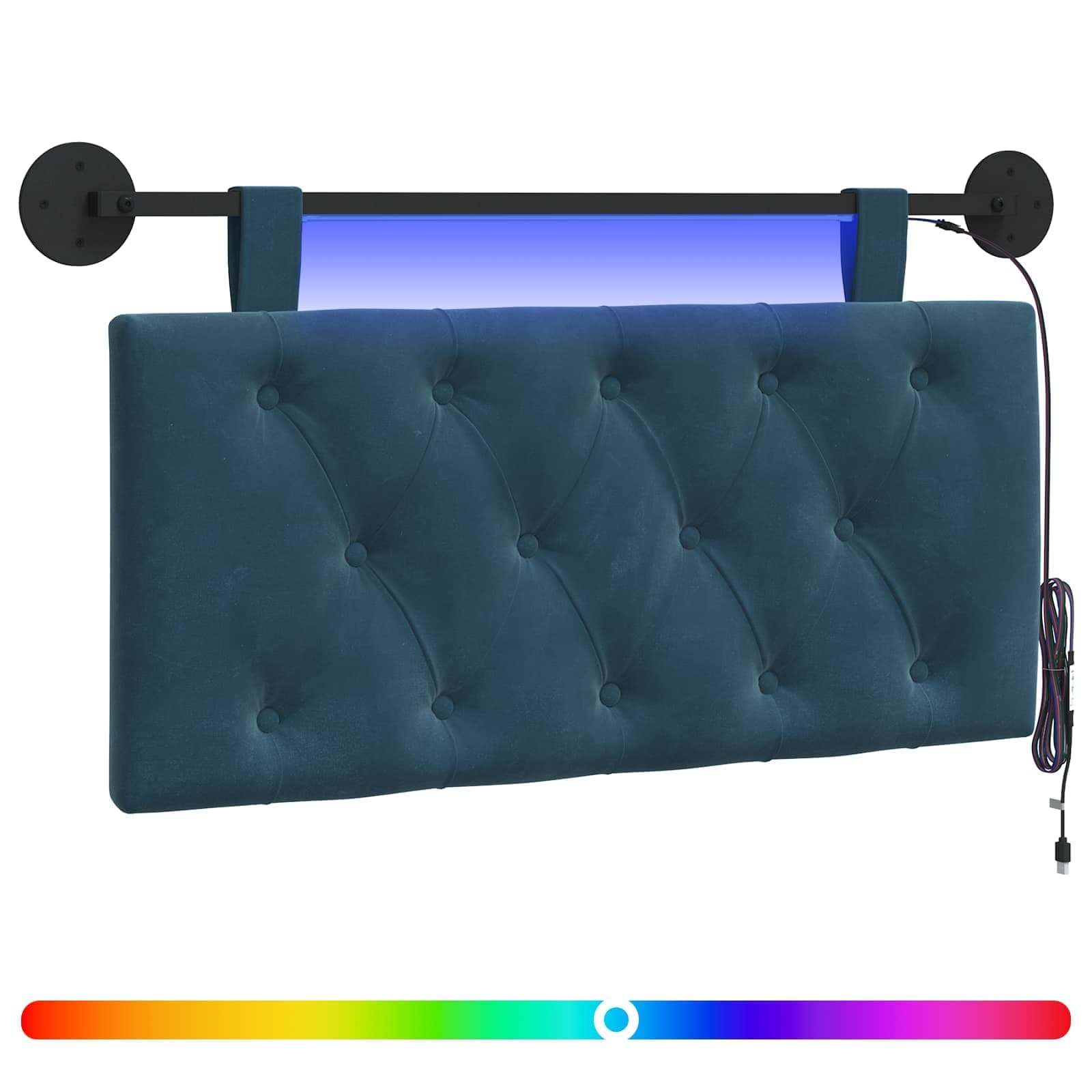 vidaXL Cabeceira suspensa Com luz LED Azul Veludo