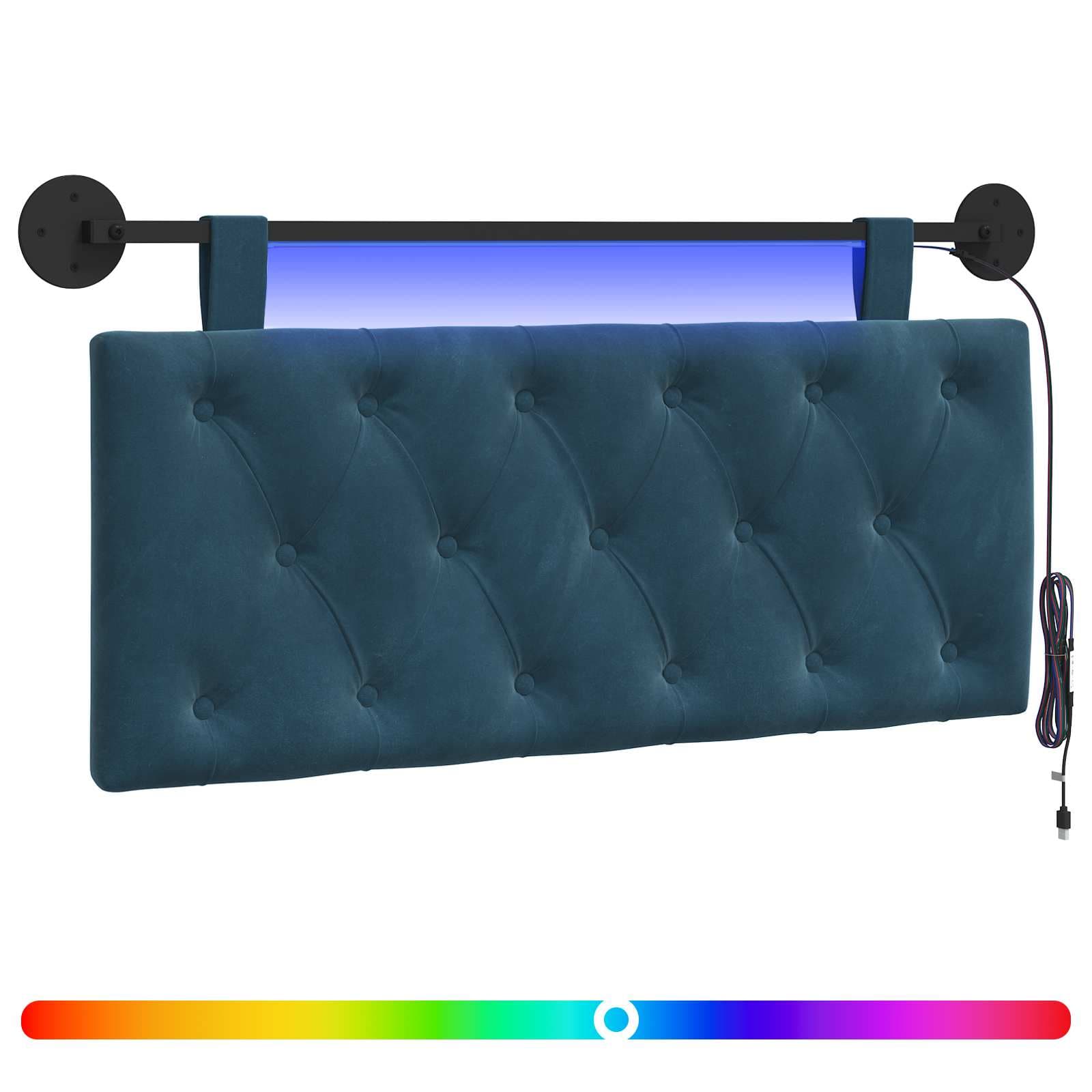 vidaXL Cabeceira suspensa Com luz LED Azul Veludo