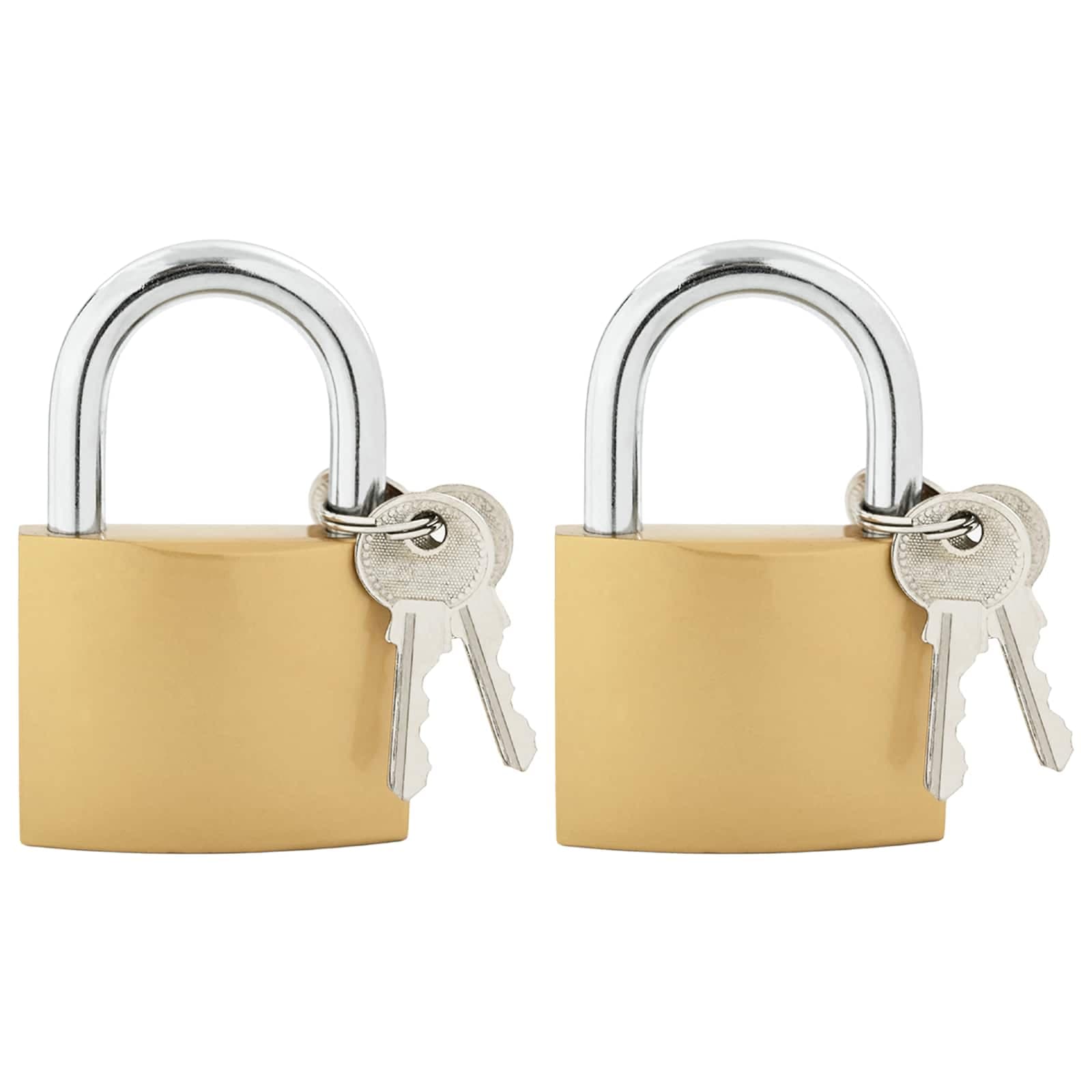 vidaXL U Lock com Chaves 2 pcs Latão Ferro
