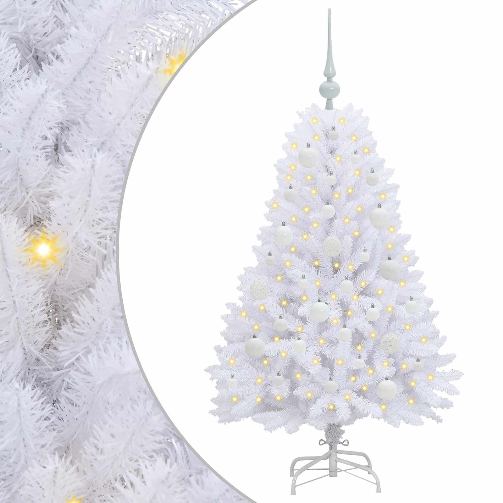 vidaXL Árvore de Natal Articulada Artificial Branco 120 cm Pvc e Aço - 2802529464