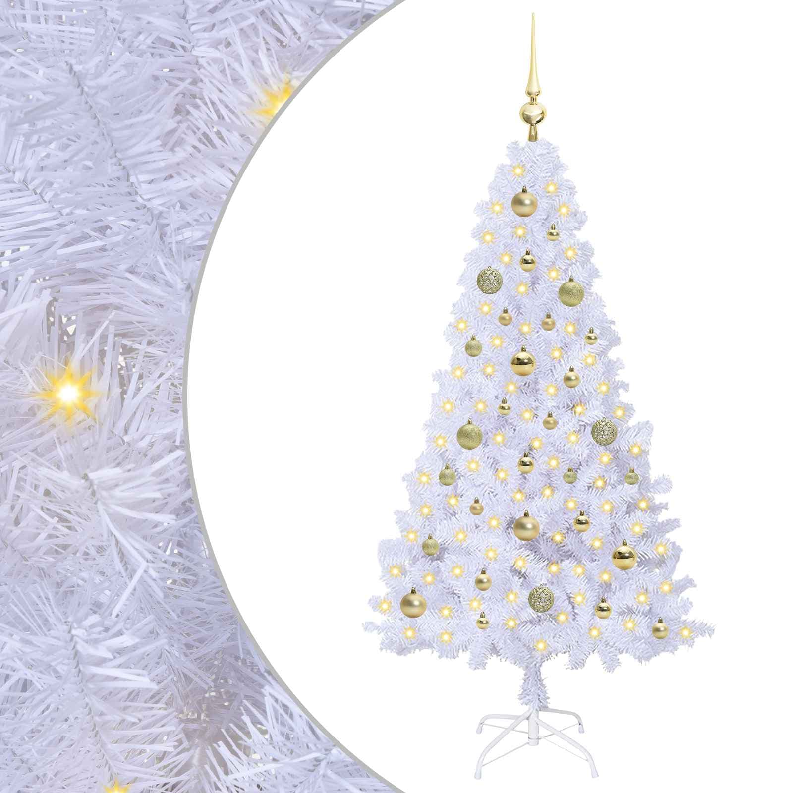 vidaXL Árvore de Natal Artificial com 150 Leds Branco 150 cm Pvc e Aço - 709232671