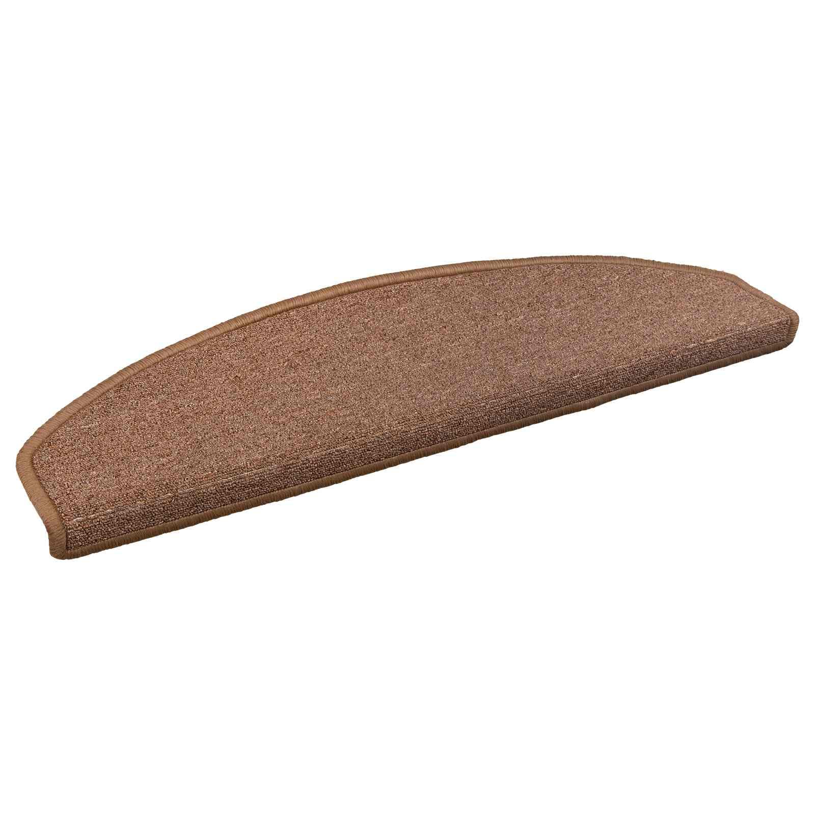 vidaXL Tapetes Adesivos para Escadas Semicircular 15 pcs Castanho