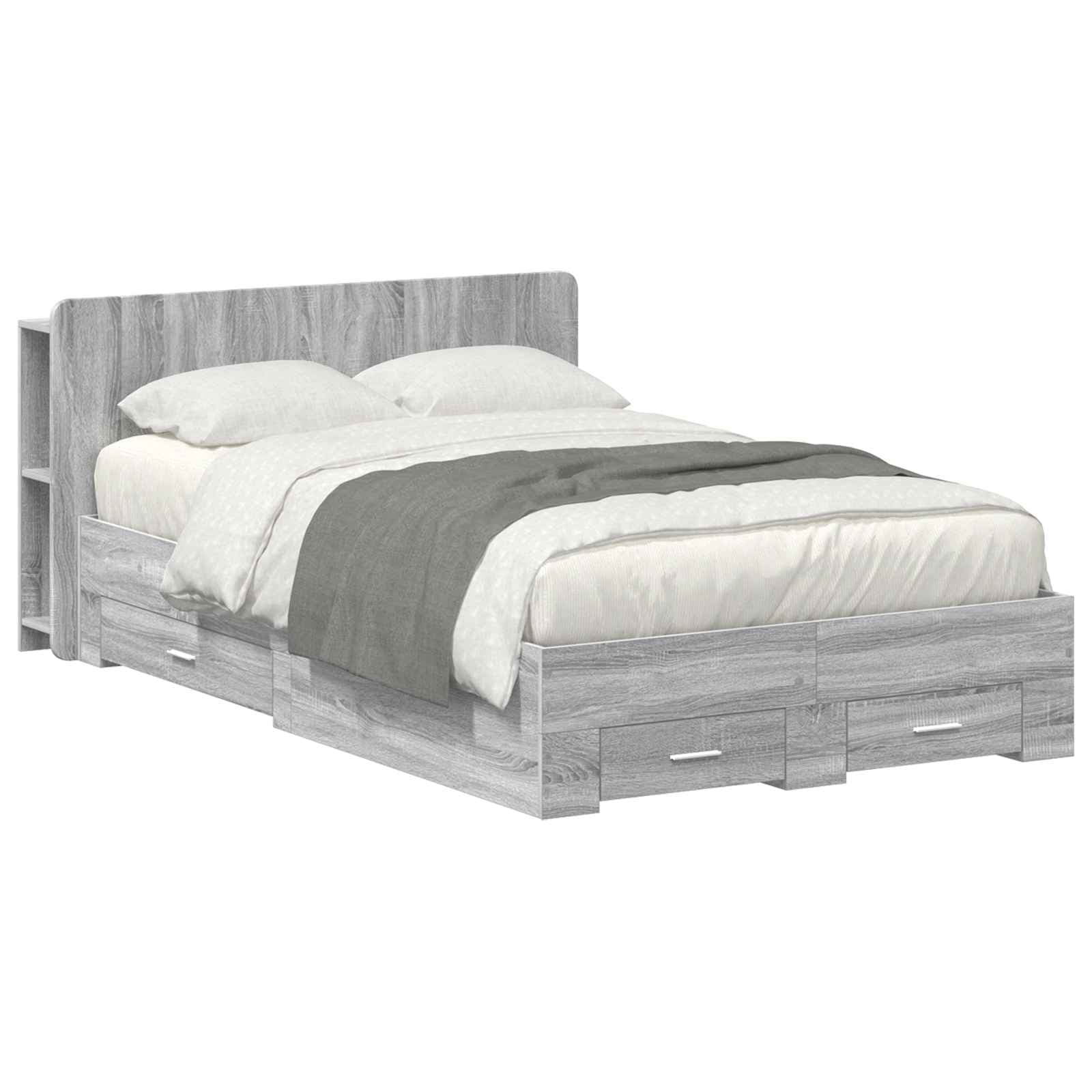vidaXL Estrutura de Cama com Armazenamento Sonoma cinzento