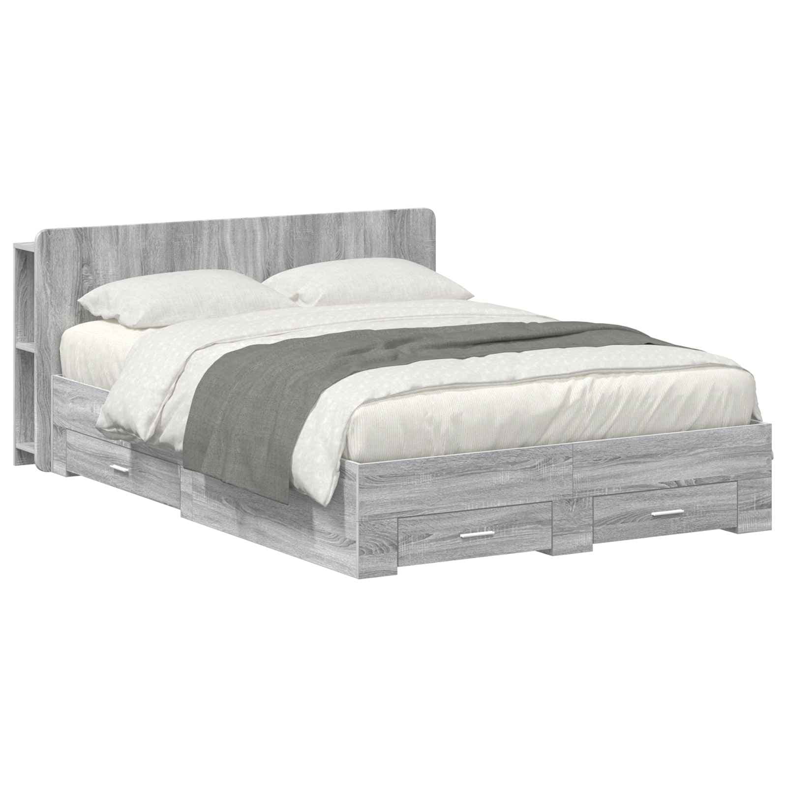 vidaXL Estrutura de Cama com Armazenamento Sonoma cinzento