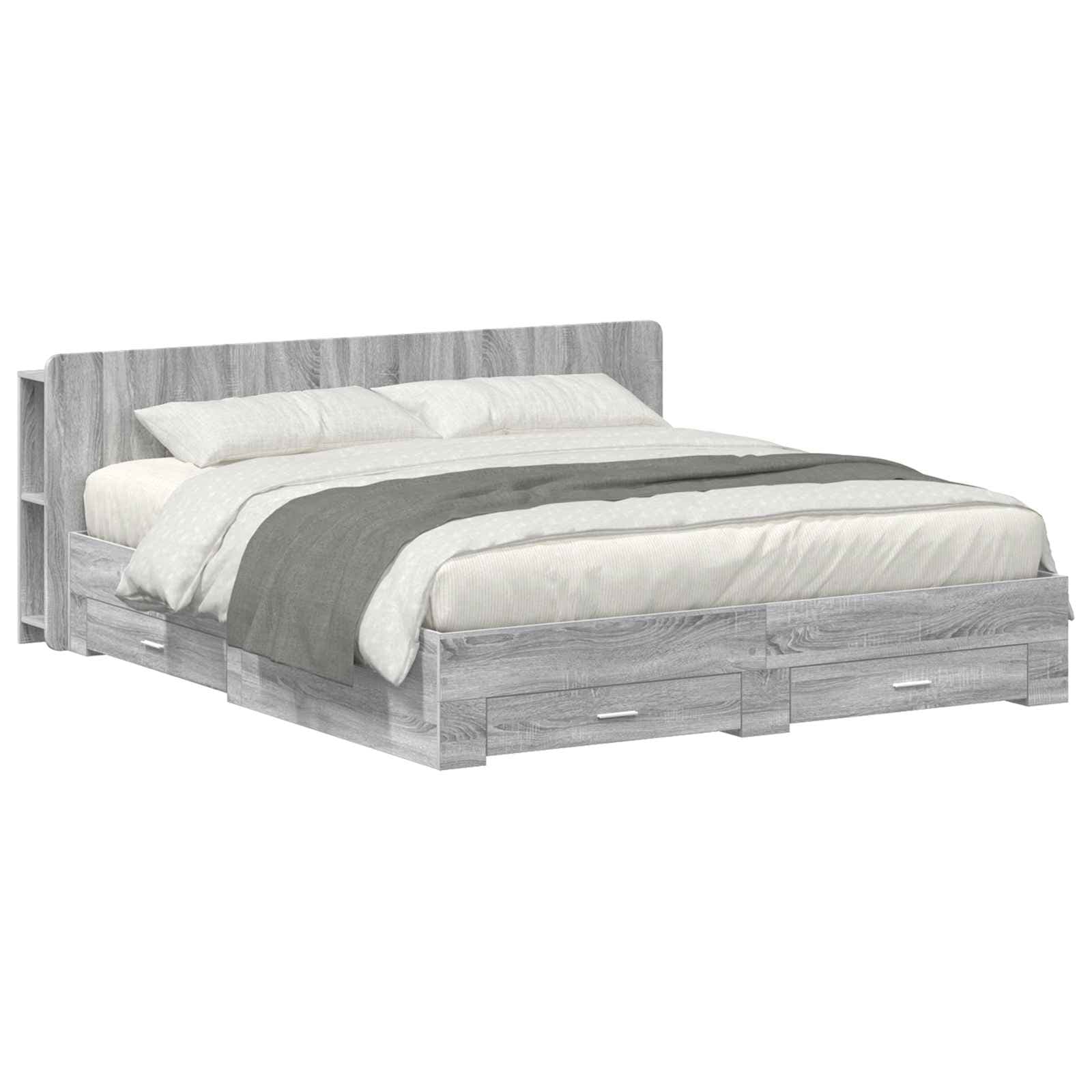 vidaXL Estrutura de Cama com Armazenamento Sonoma cinzento