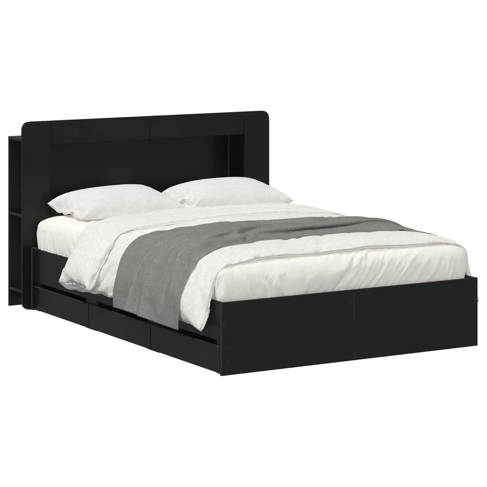 vidaXL Estrutura de Cama com Armazenamento Preto 150 x 200 cm