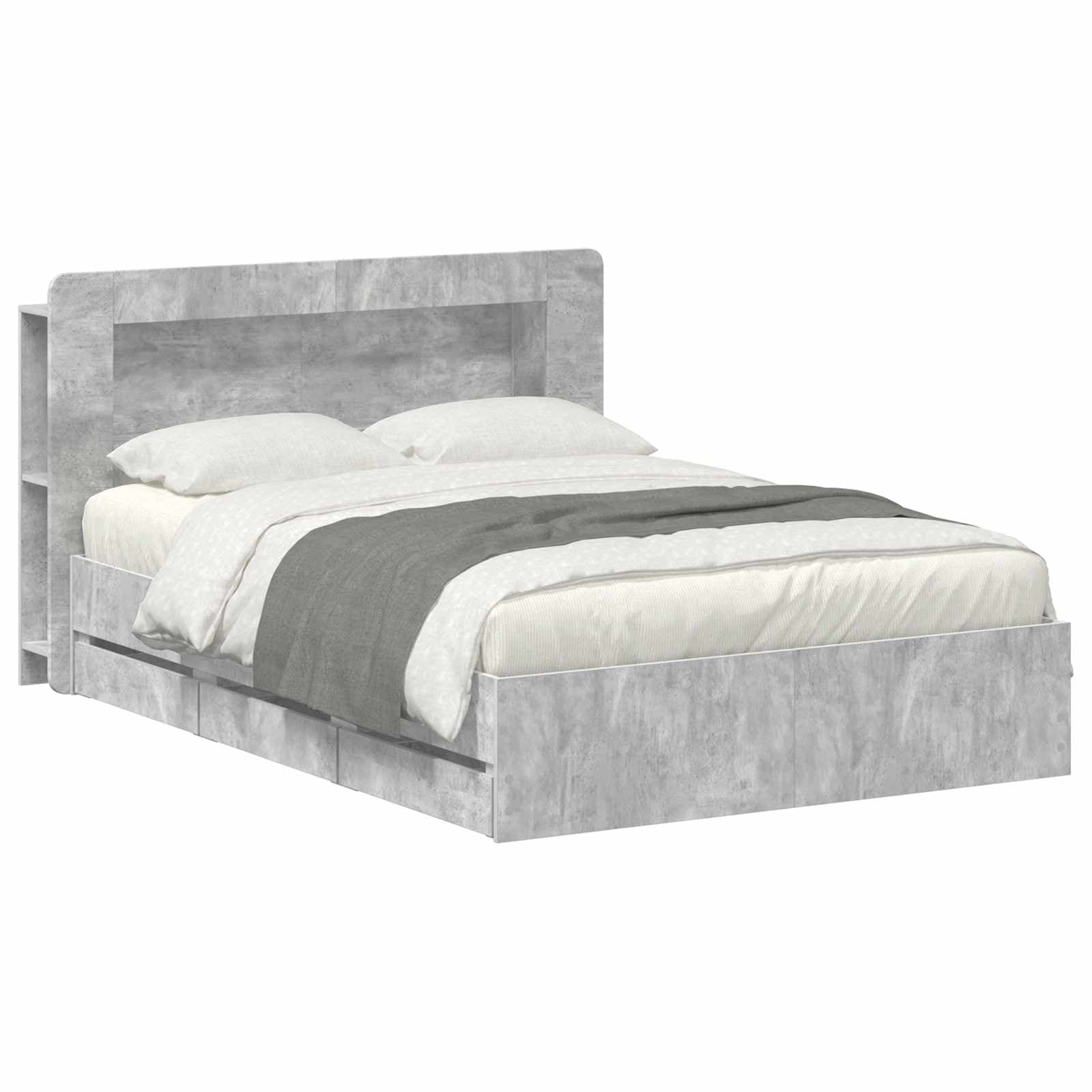vidaXL Estrutura de Cama com Armazenamento Cinzento Cimento
