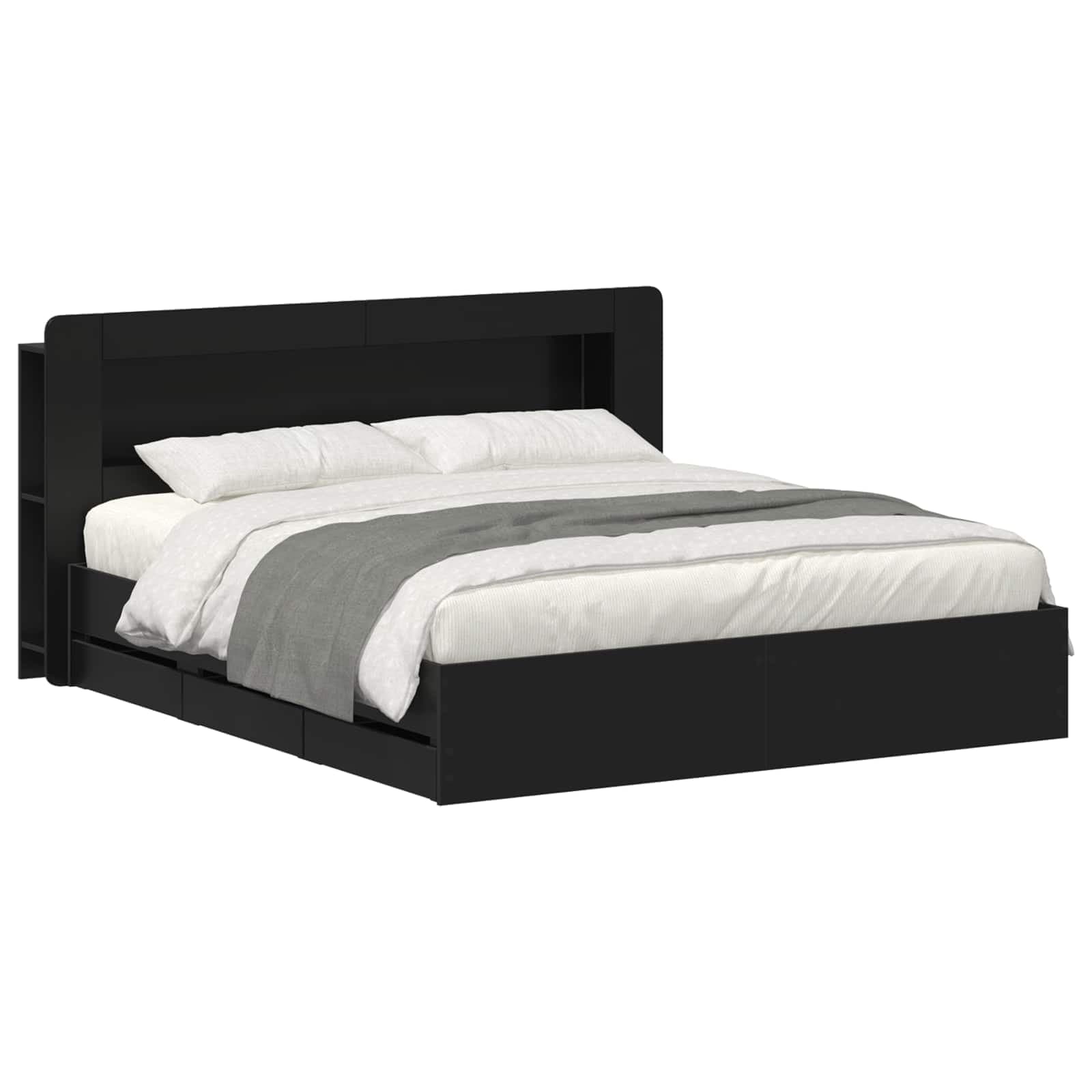vidaXL Estrutura de Cama com Armazenamento Preto 180 x 200 cm