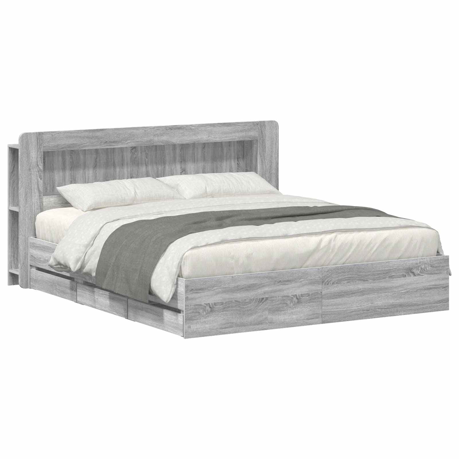 vidaXL Estrutura de Cama com Armazenamento Sonoma cinzento