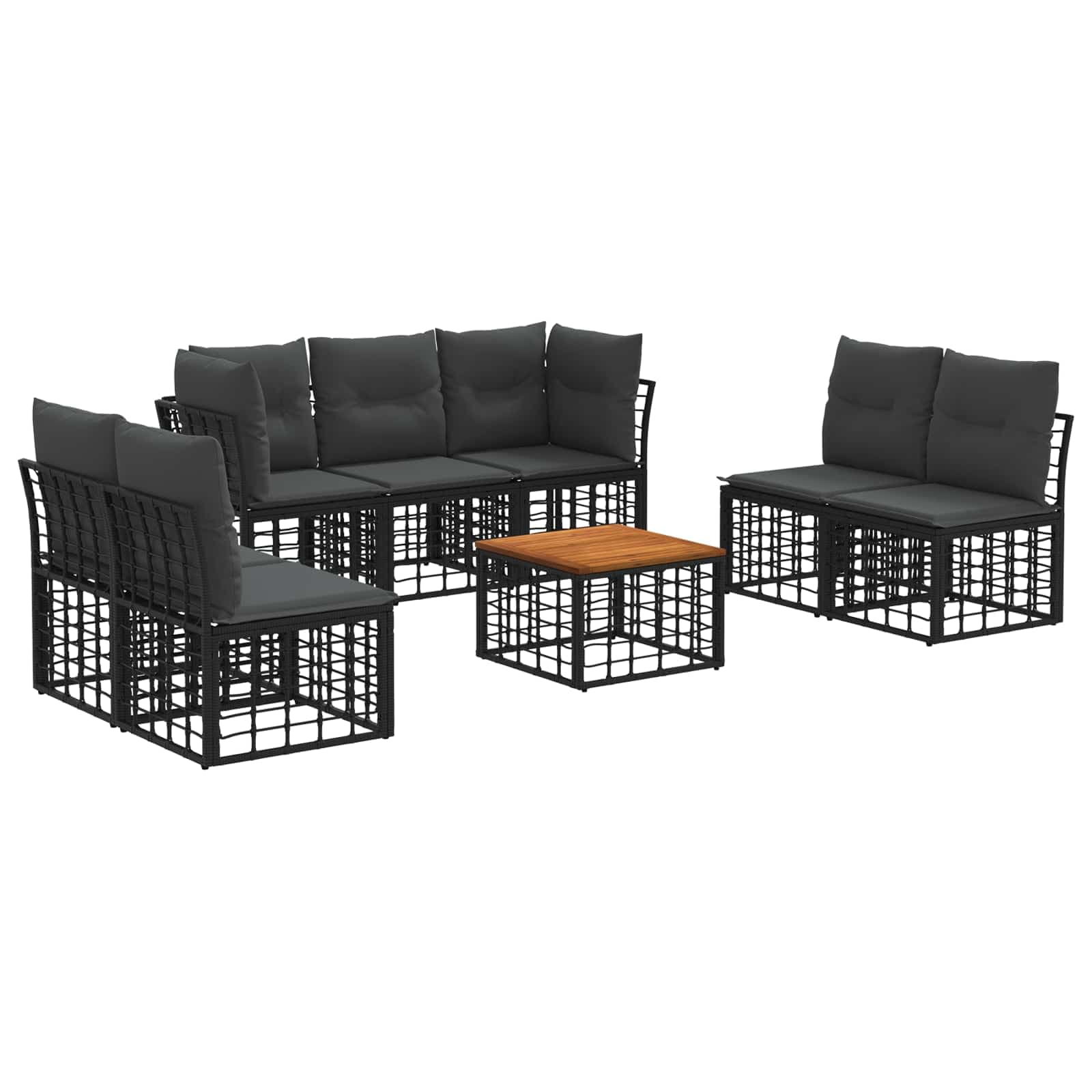 vidaXL Conjunto de Sofás para Exterior 8 pcs Preto e Cinza Escuro