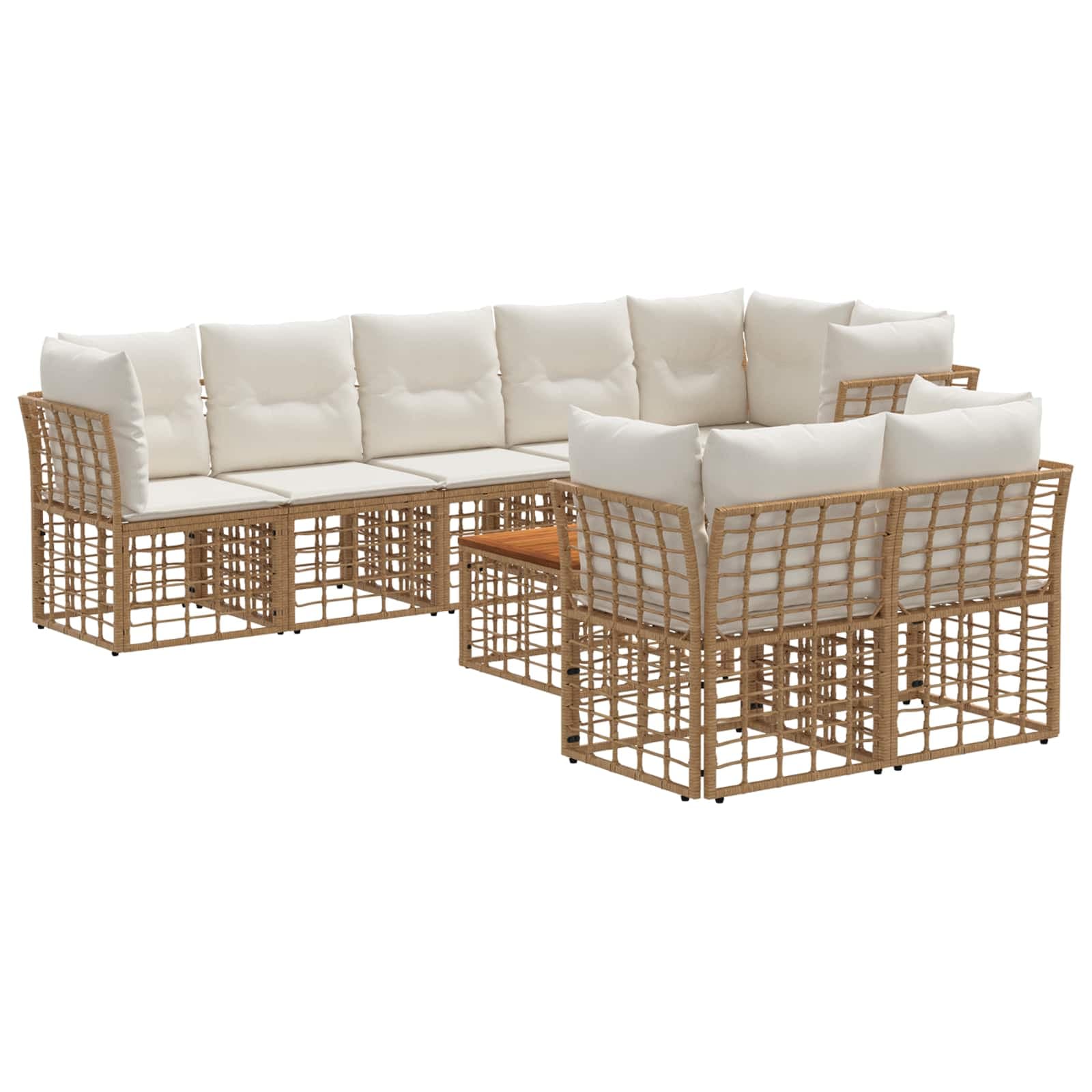 vidaXL Conjunto de Sofás para Exterior 9 pcs Natural e Branco Creme