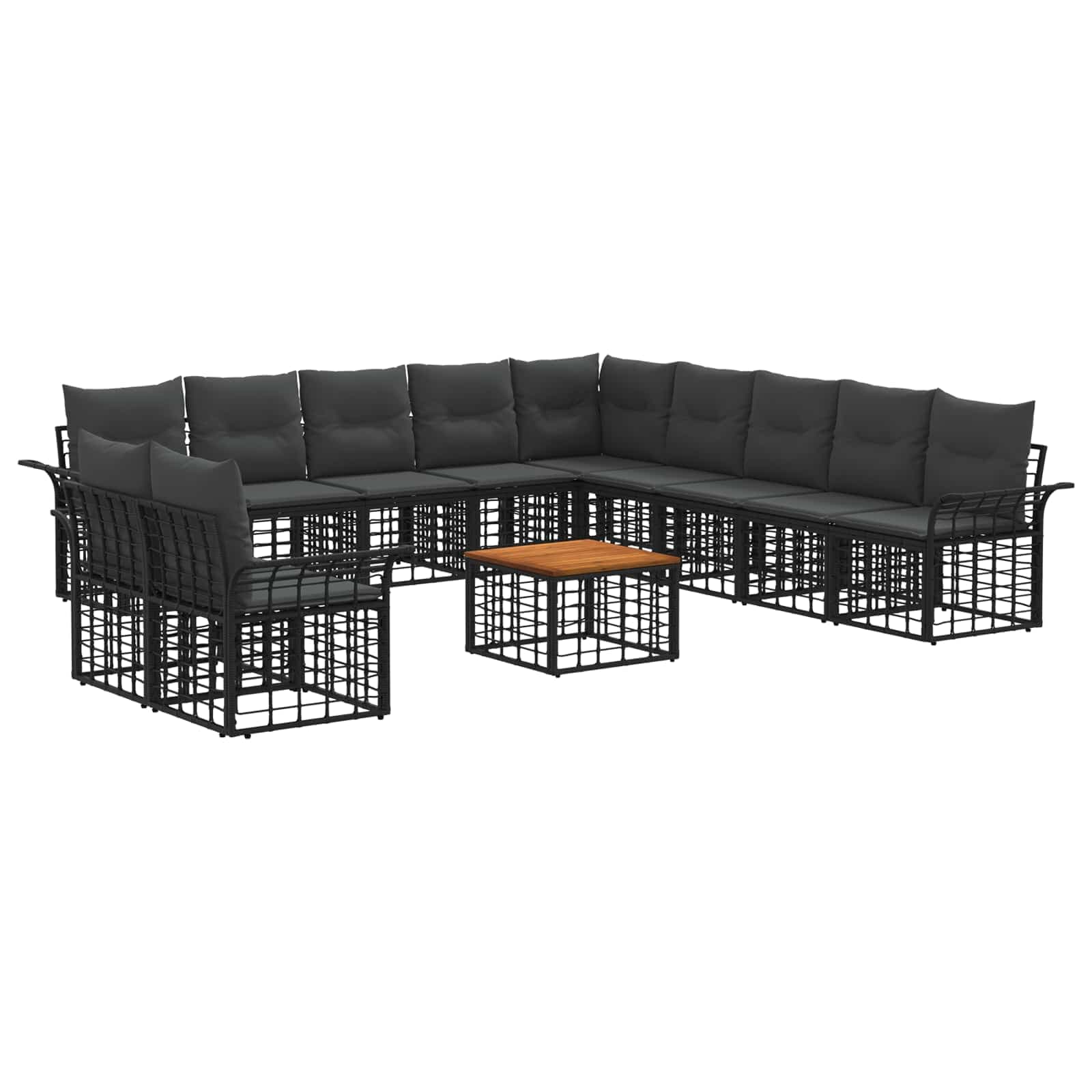 vidaXL Conjunto de Sofás para Exterior 12 pcs Preto e Cinza Escuro