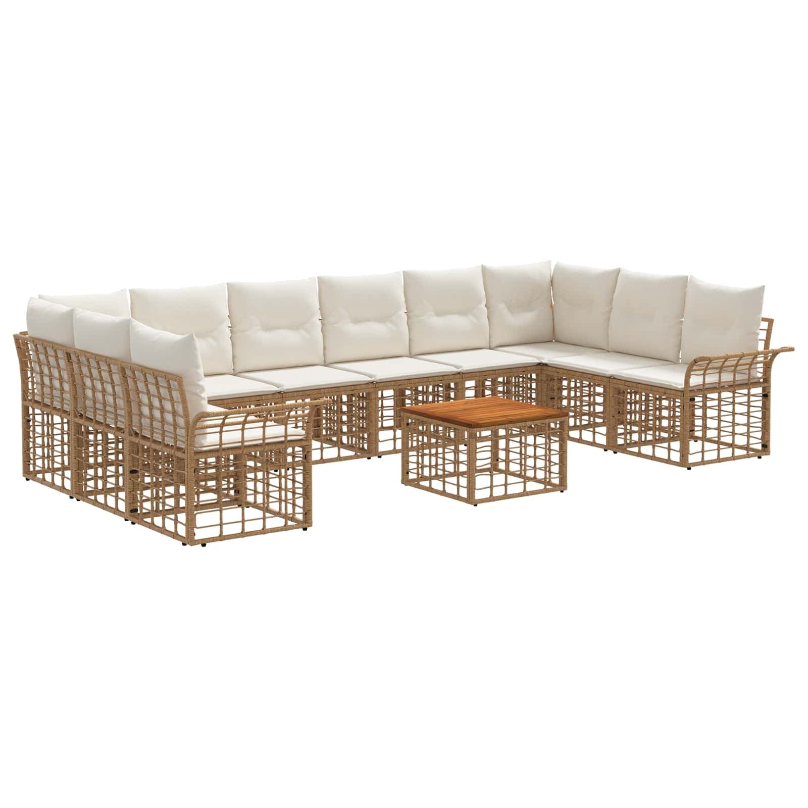 vidaXL Conjunto de Sofás para Exterior 11 pcs Natural e Branco Creme