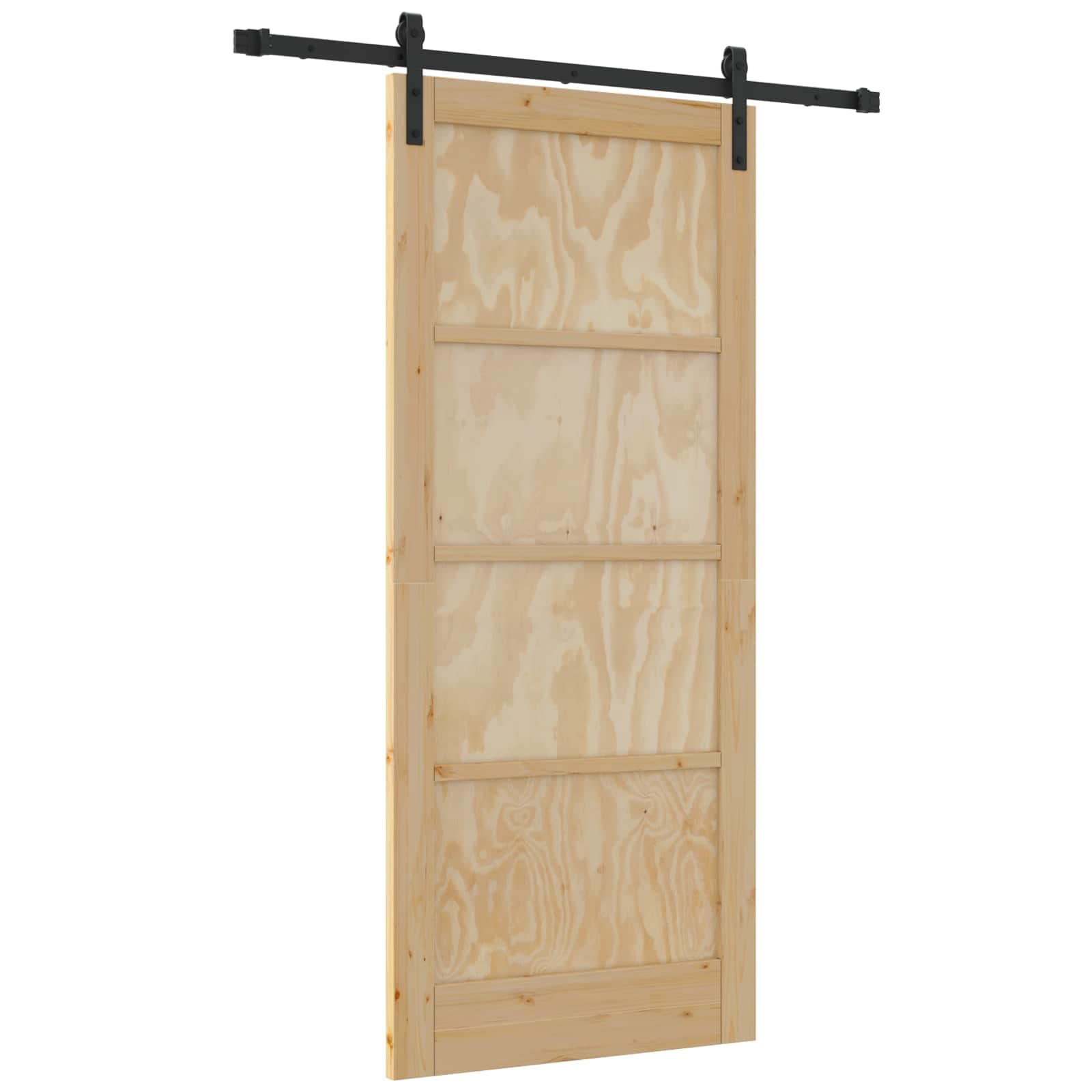 vidaXL Porta Deslizante Natural 86 x 198,5 cm Madeira de Pinho Maciça