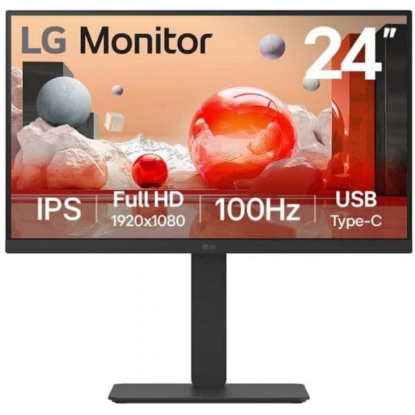 Monitor LG 24BA650 24" IPS FullHD 1080p 100Hz KVM Colunas Ergonomia VESA USB-C HDMI DP