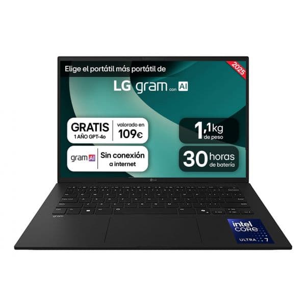 LG Gram 14ZD90T 14" Intel Core Ultra 7 255H 16GB 1TB SSD Intel Arc Preto Windows 11 Home  (Teclado Espanhol)