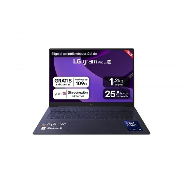 LG Gram Pro 16Z90TS-G.AU99B 16" WQXGA Intel Core Ultra 9-288V 32GB 1TB SSD W11 (Teclado Espanhol)