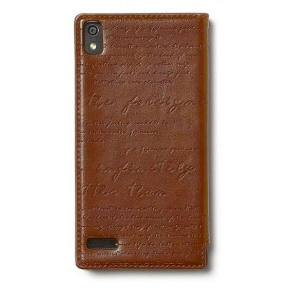 Zenus Capa Lettering Diary para Huawei Ascend P6 Brown