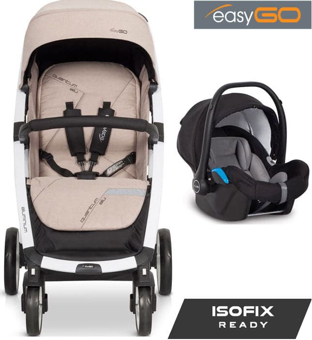EASYGO - Carrinho multifuncional QUANTUM ALU + STARTER 0+ ISOFIX READY Sand