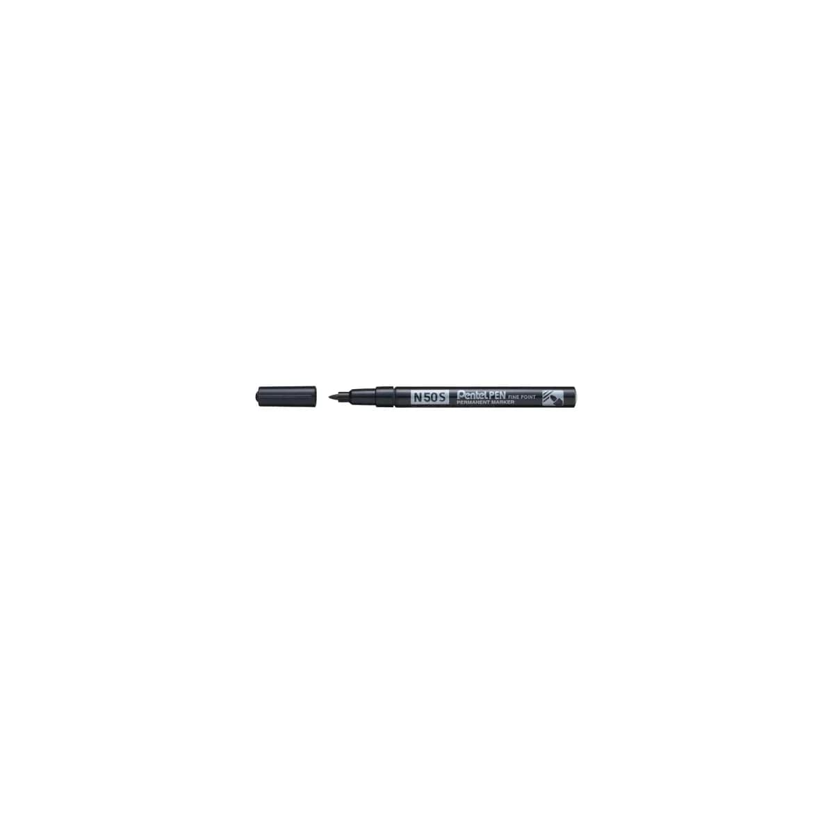 Pentel Marcador Permanente N50S Preto Ponta 1,5/2 mm12 Unidades