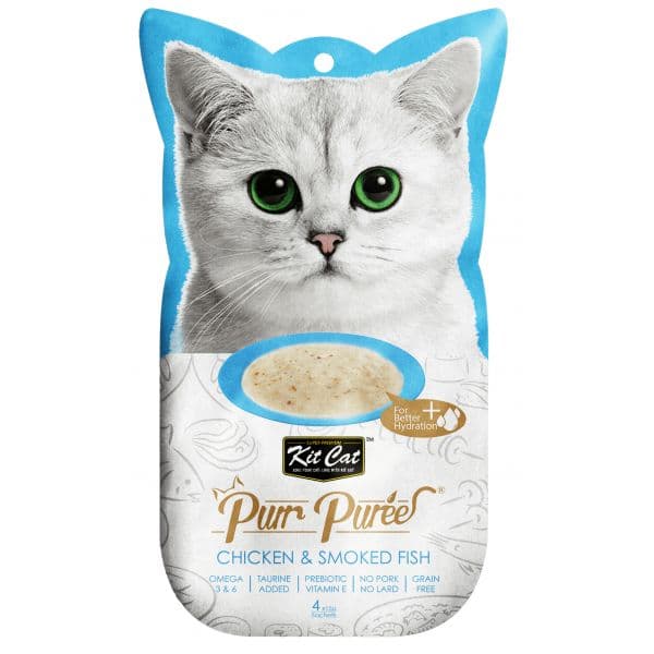 Ração Húmida Kit Cat Purr Puree Frango & Peixe Fumado 30g