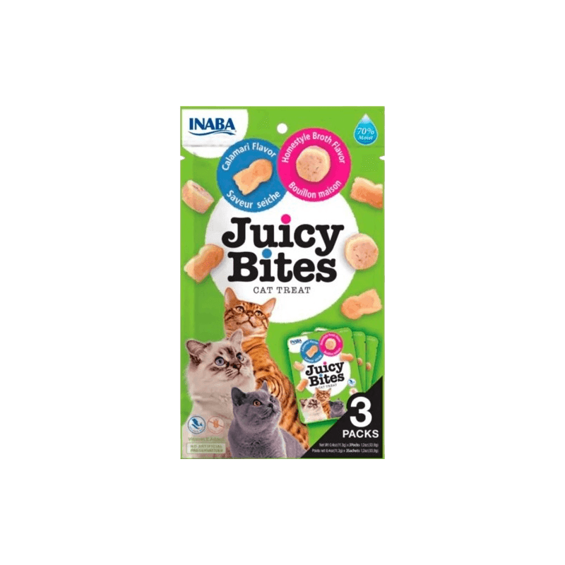 Inaba Churu Juicy Bites Calamares e Caldo Caseiro 3x11.3g