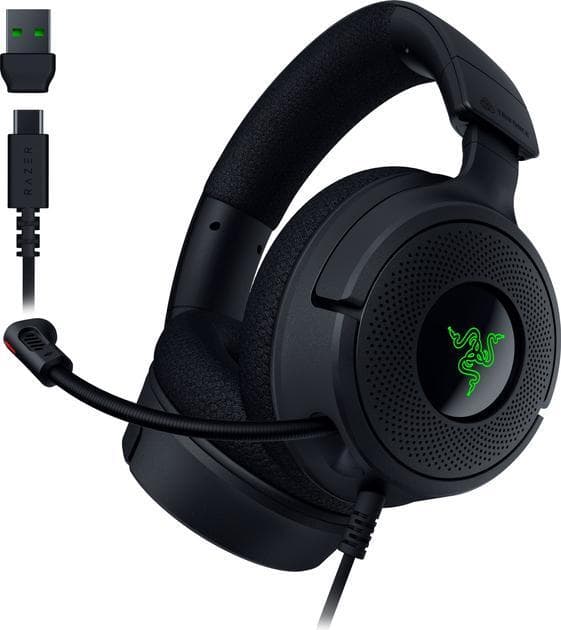 Razer Kraken V4 X Auscultadores Com fios Fita de cabeça Jogos USB Type-C / USB Type-A Preto