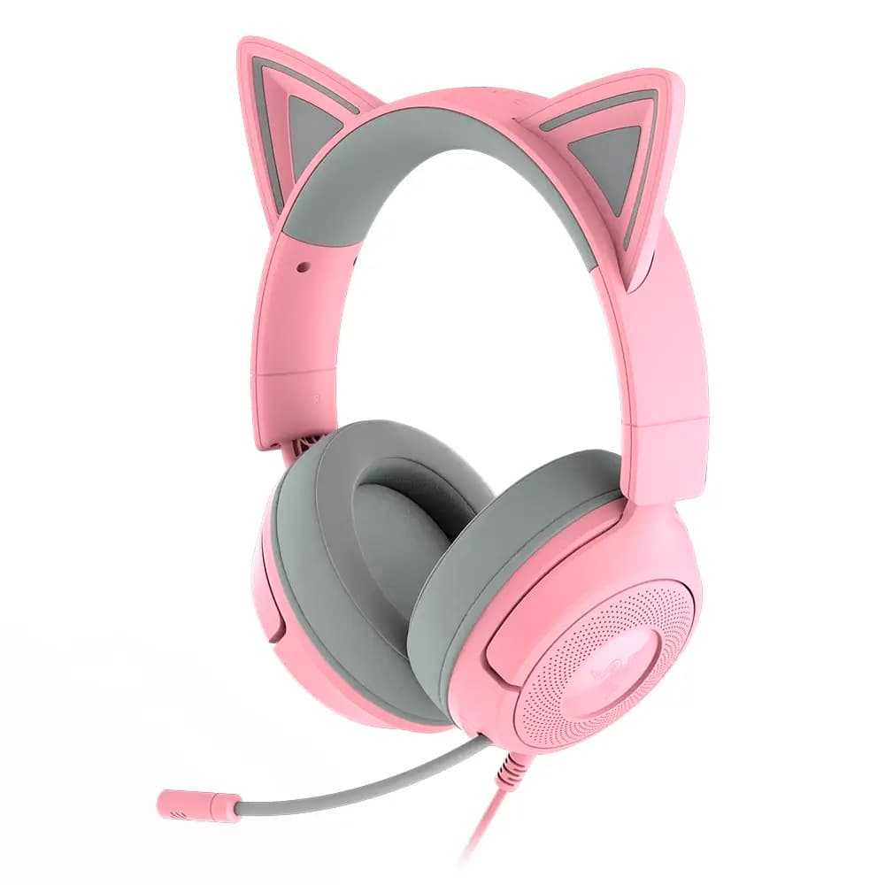 Razer Kraken Kitty V3 X Quartzo Com Cabo PC/PlayStation/Nintendo Switch/Mobile