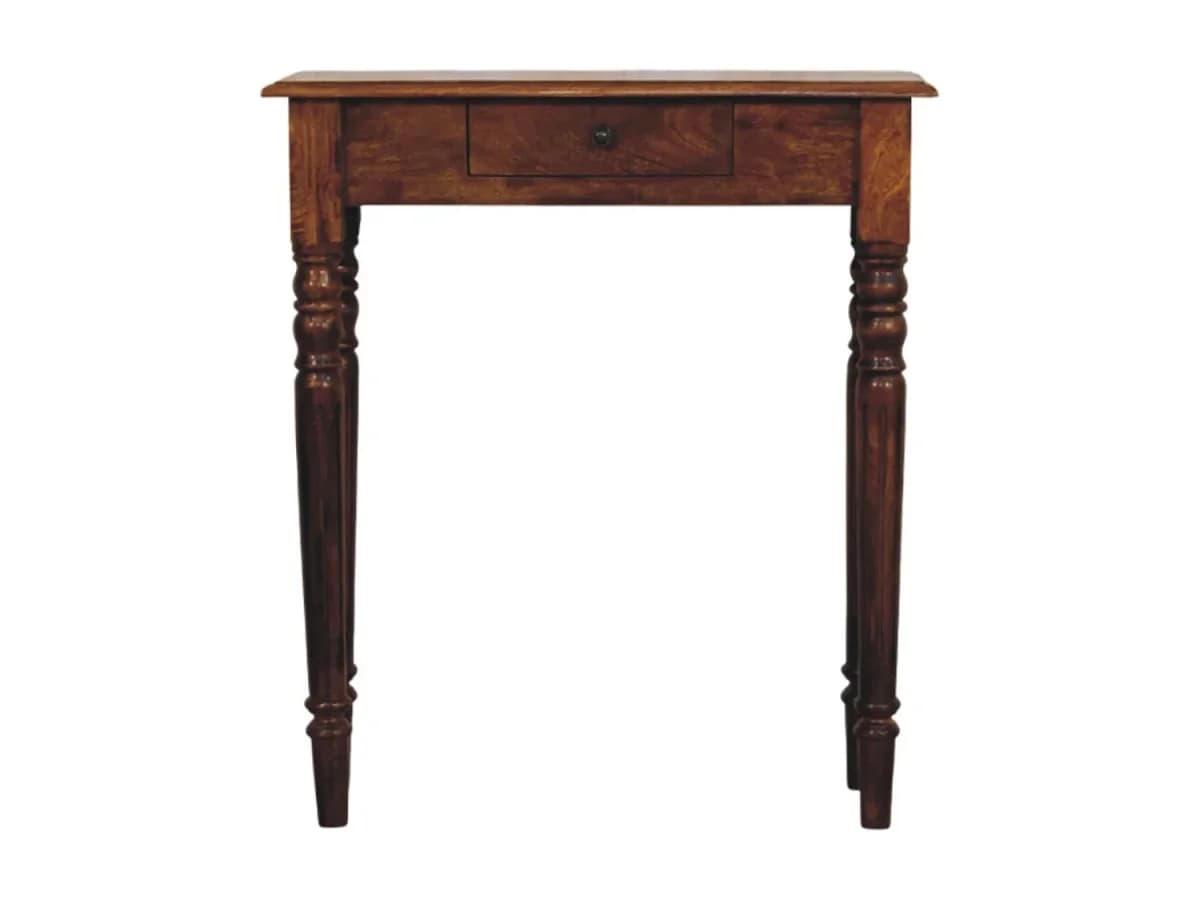 Artisan Furniture Madeira Maciça Aparador em Castanho com Pés Torneados, 1 Gaveta, Marrom Escuro