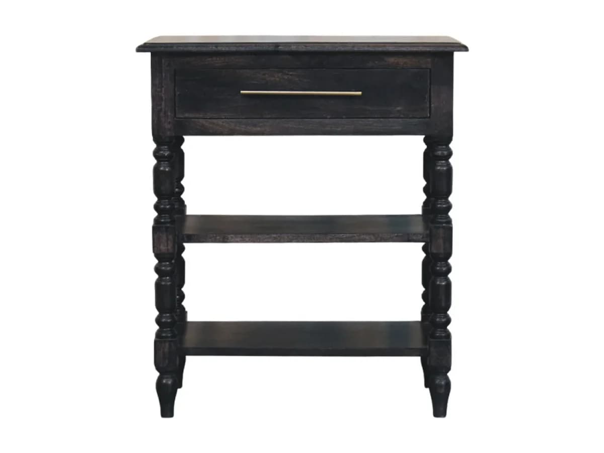 Mesa de centro Heritage da Artisan Furniture com pés torneados.