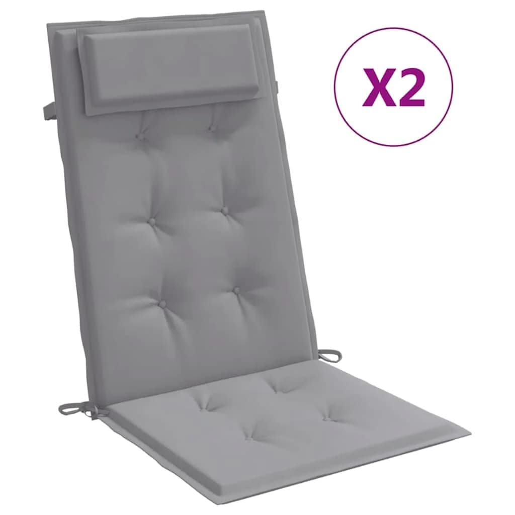 vidaXL Almofadões p/ cadeira encosto alto 2 pcs tecido oxford cinzento